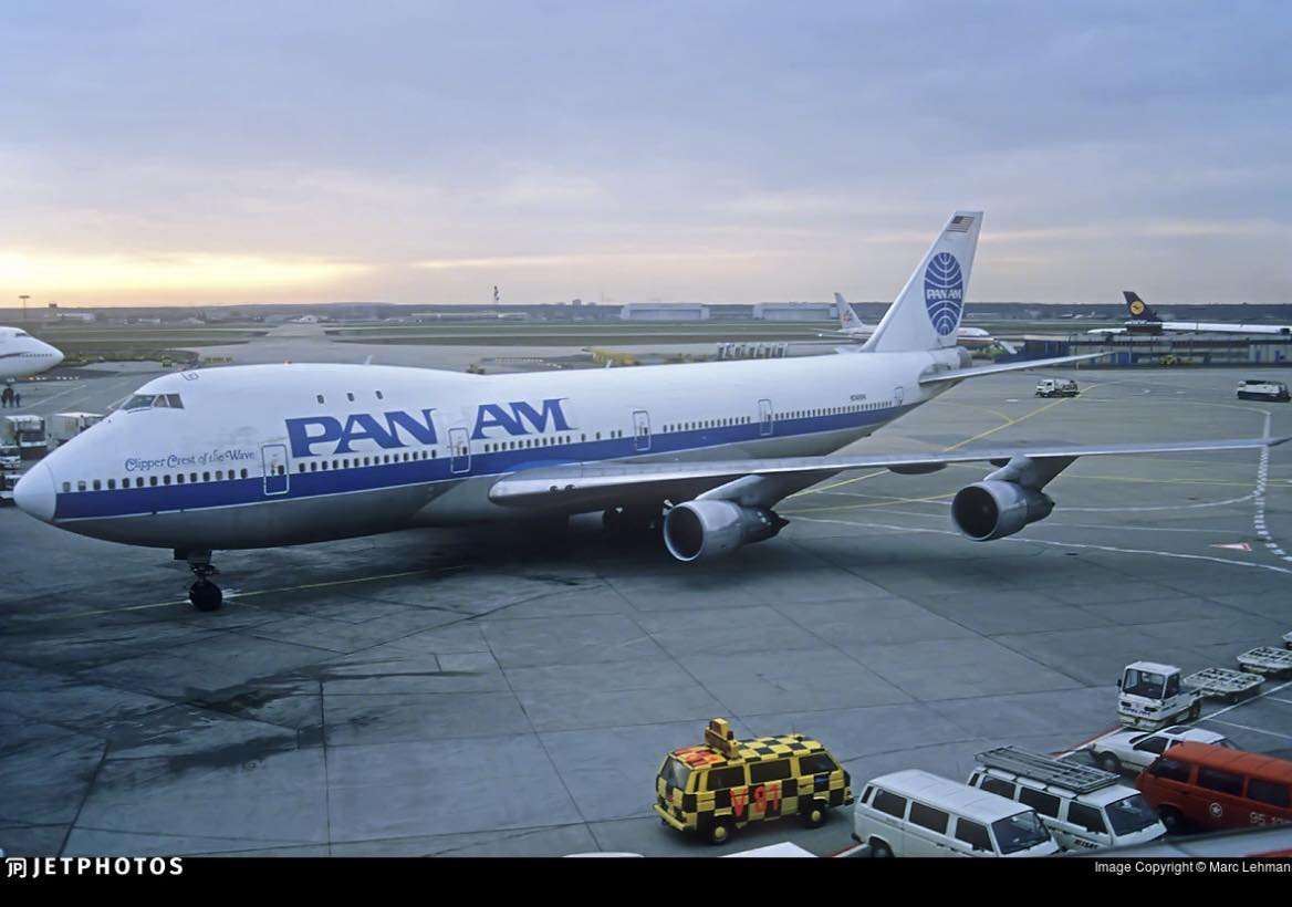 Pan Am Boeing 747 in experimental livery at Frankfurt Airport