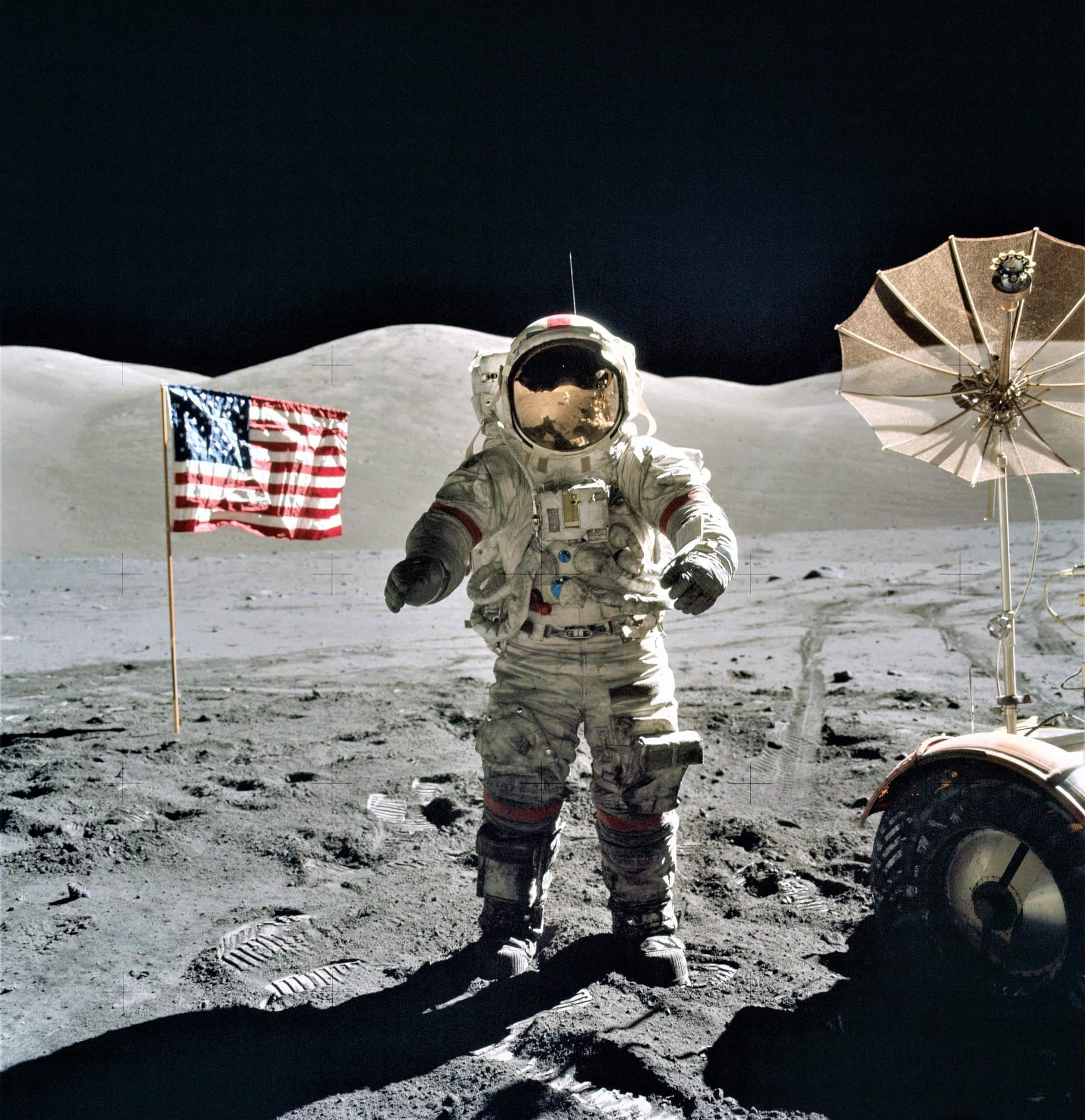 At the start of the third Apollo 17 EVA on the lunar surface, on