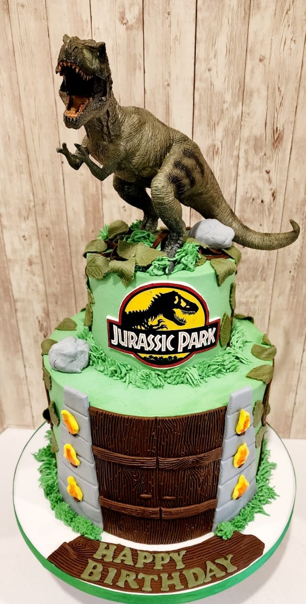 Sweet-Tops Edible T-Rex Dinosaur Cake Topper - Personalised Round Icing Decoration