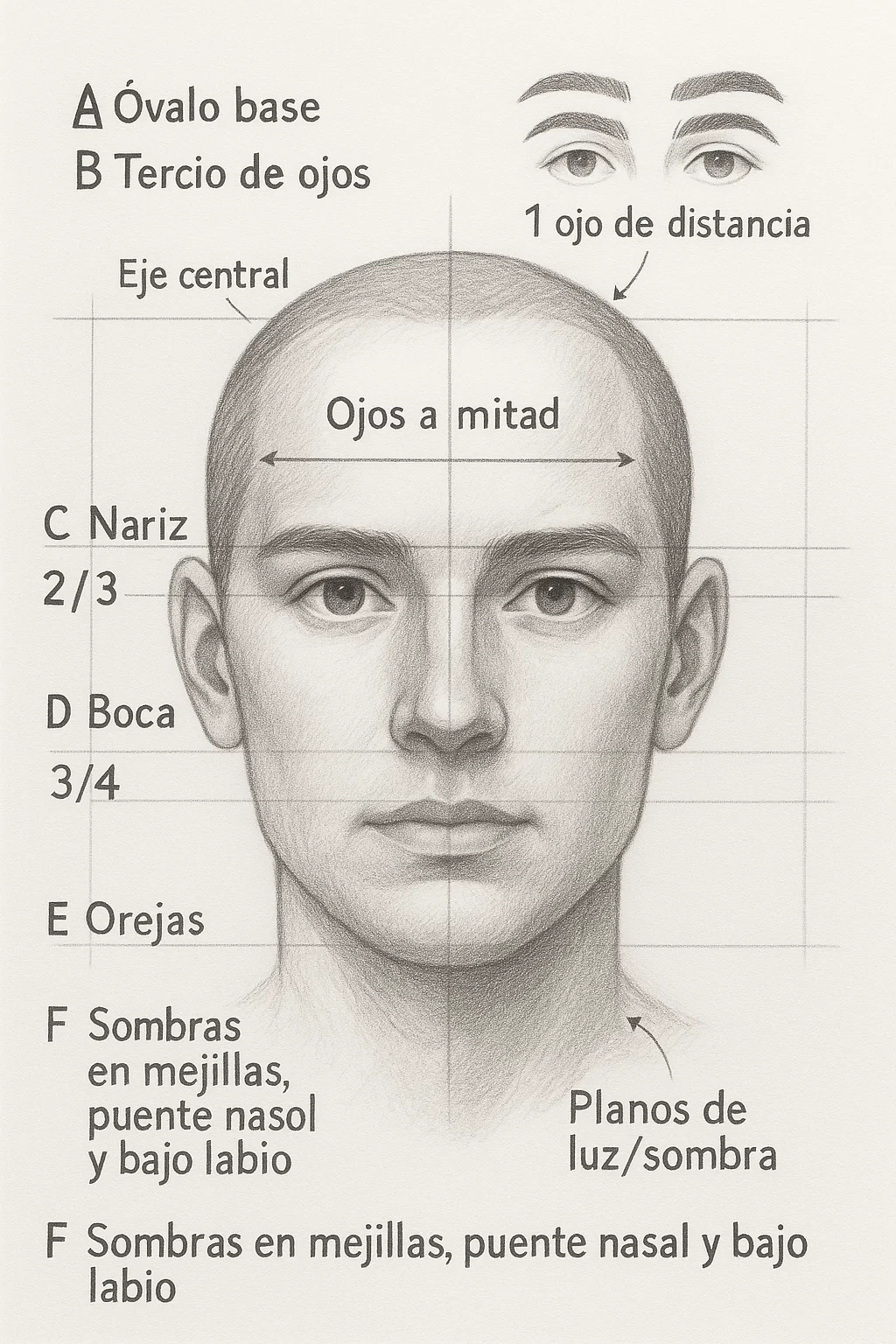 Dibujando - Cómo Dibujar un Rostro Humano (Proporciones Básicas) Este ...