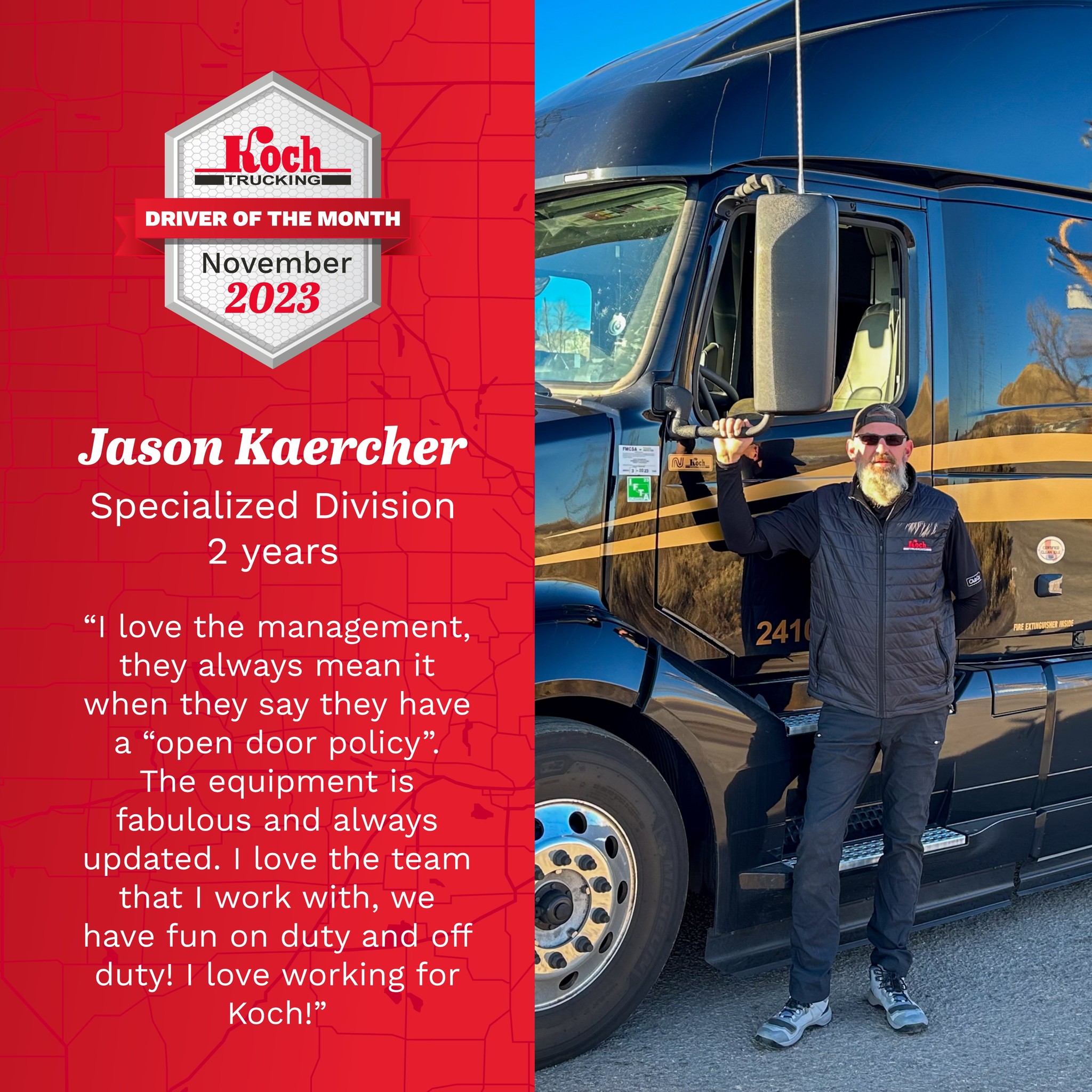 Koch Trucking - Our Driver Jason Kaercher is the Driver of... | Facebook