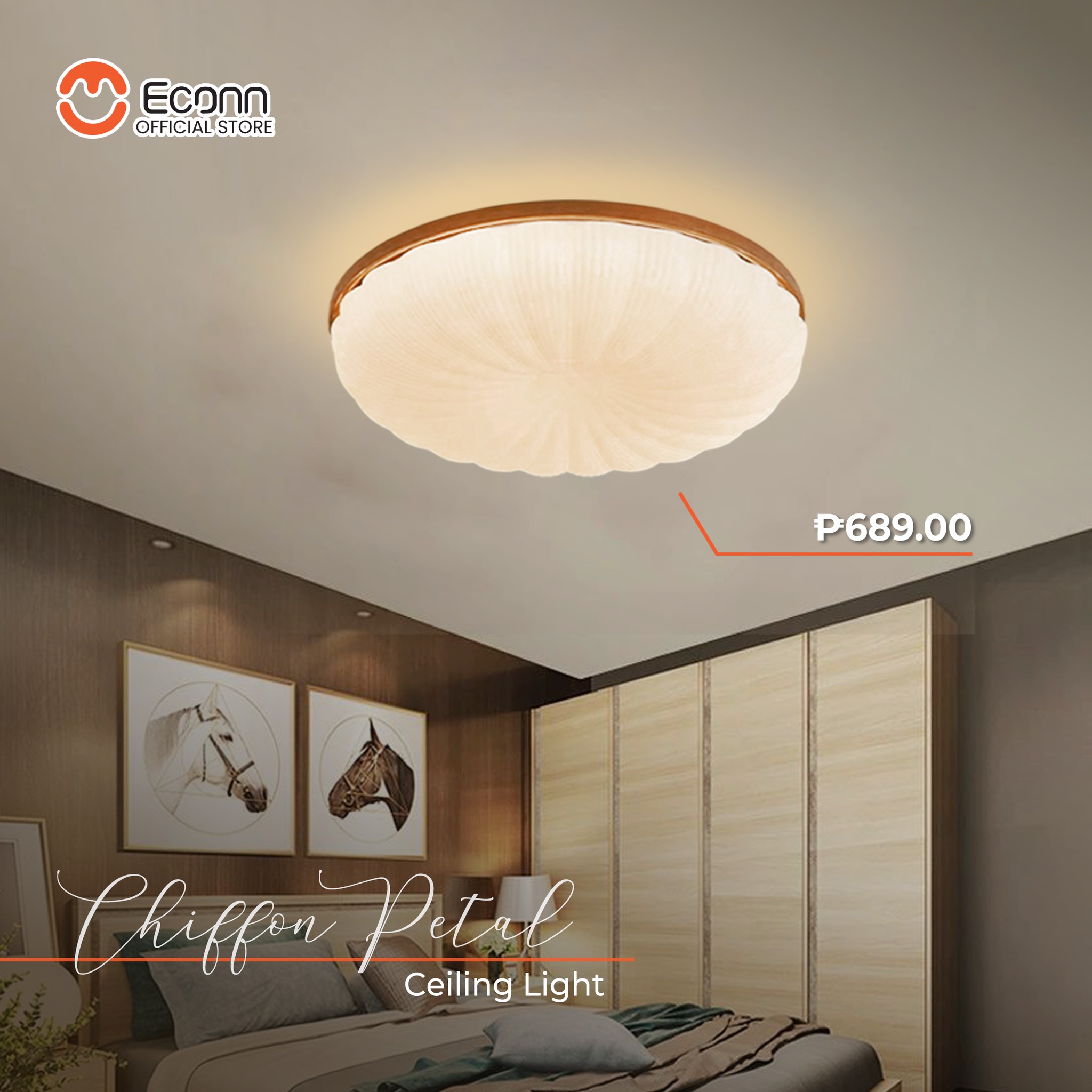 ECONN - Chiffon Ceiling Light ₱689 🌸 Modern minimalist... | Facebook