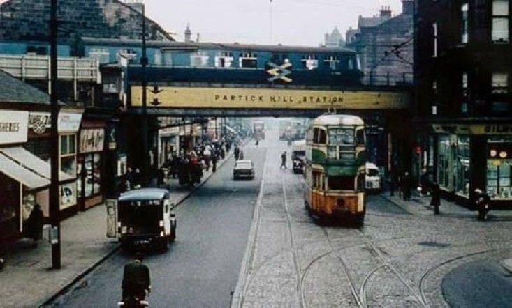Revive - This historic colour photograph captures Partick Hill Station ...