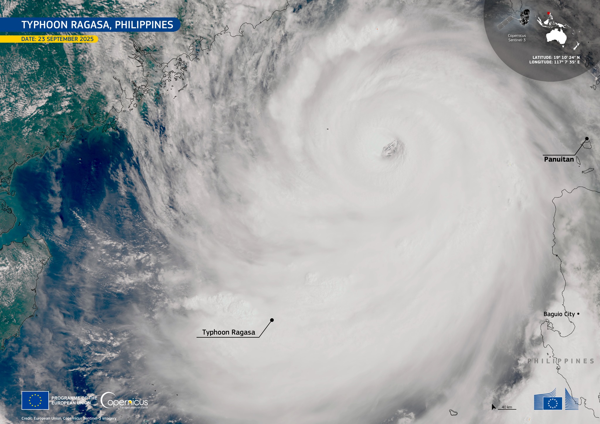 Above - 🌀🛰️ Typhoon Ragasa from Space 🌏 Captured by Copernicus Sentinel ...