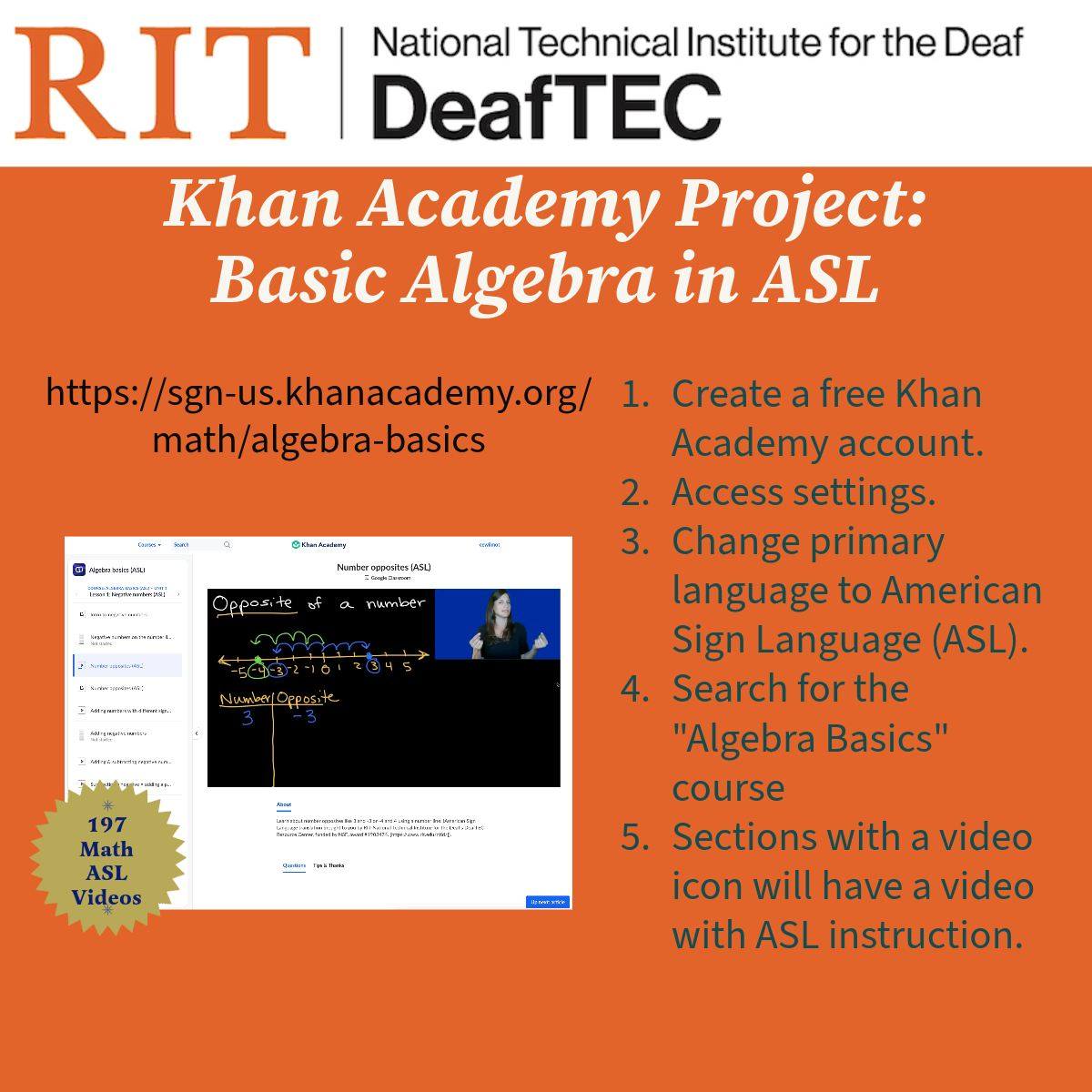 DeafTEC - #DeafTECMath Algebra Basics in ASL is live in... | Facebook