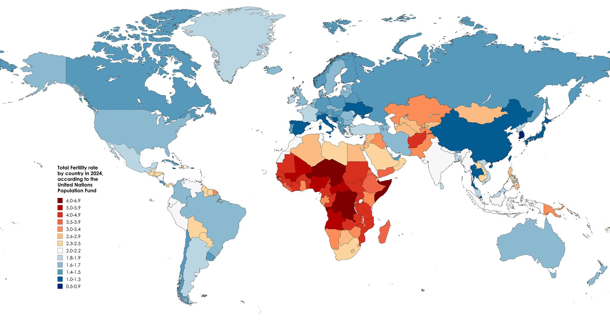 Amazing Maps - Total fertility rate by country for 2024,... | Facebook