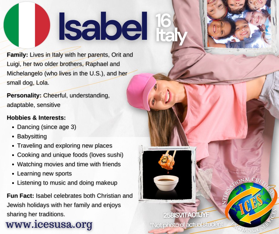 ICES - 🌟 Looking for a loving host family for Isabel, a sweet and ...