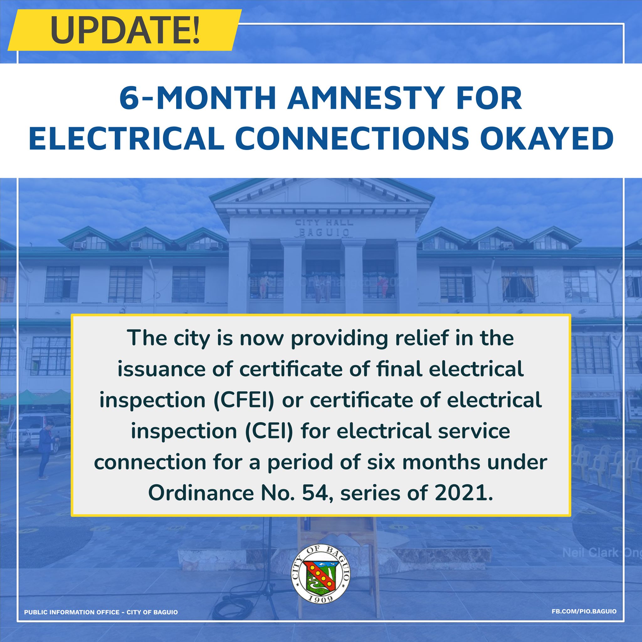 Baguio City Public Information Office - 6-MONTH AMNESTY FOR ELECTRICAL ...