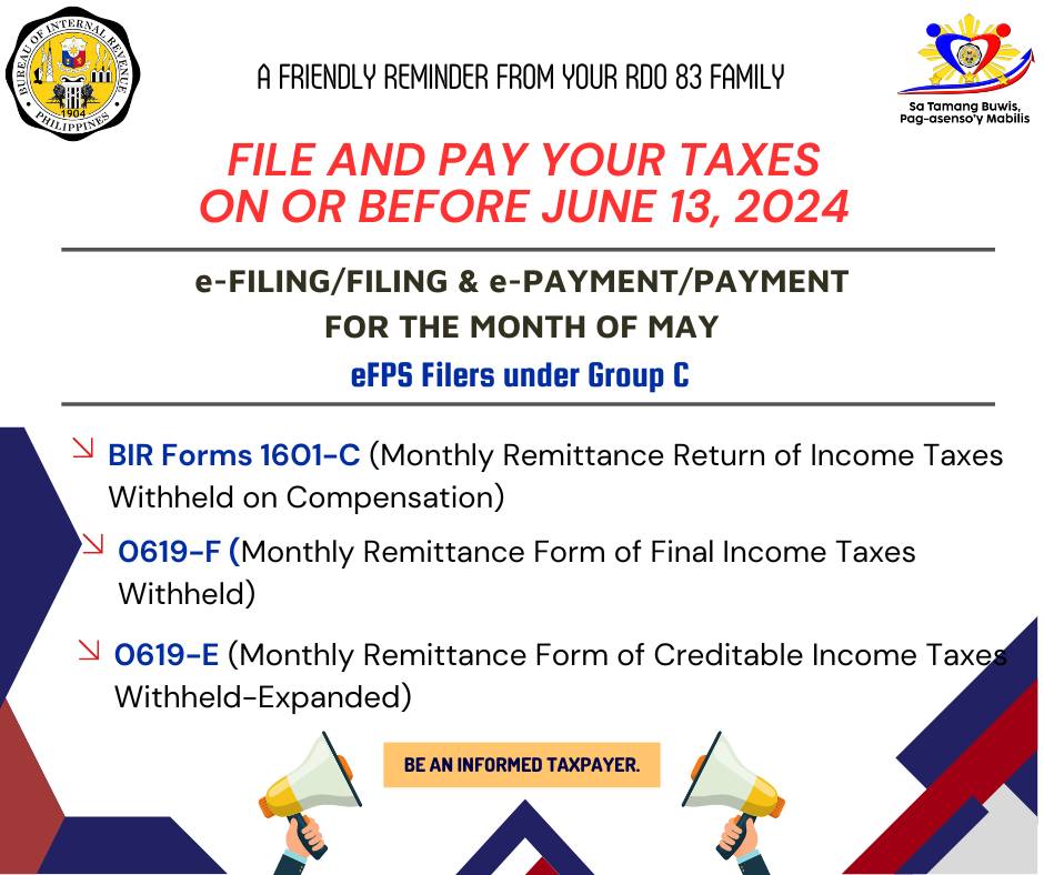 BIR - Tax Reminder for Filing/e-Filing and Payment/e-Payment of the ...