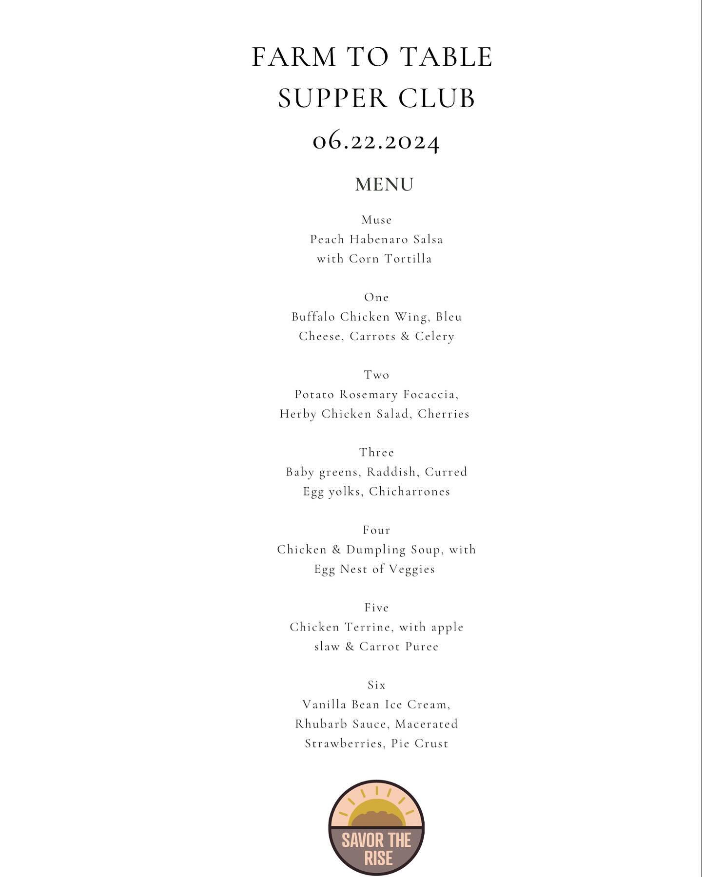 Savor The Rise - The menu is finalized, and the chickens...