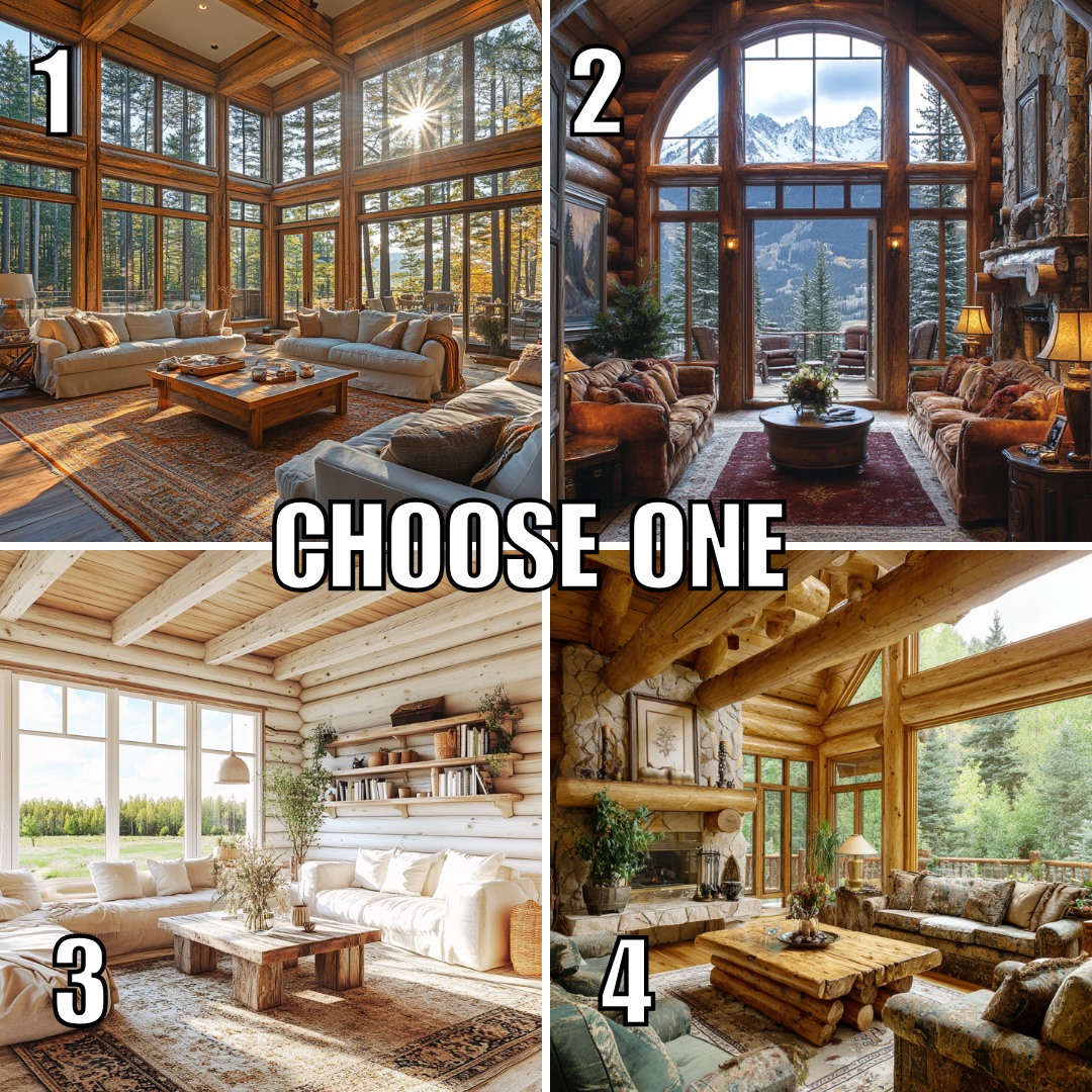 Log - 🪵 Choose Your Dream Log Home Living Room! 🏡 Which cozy space ...