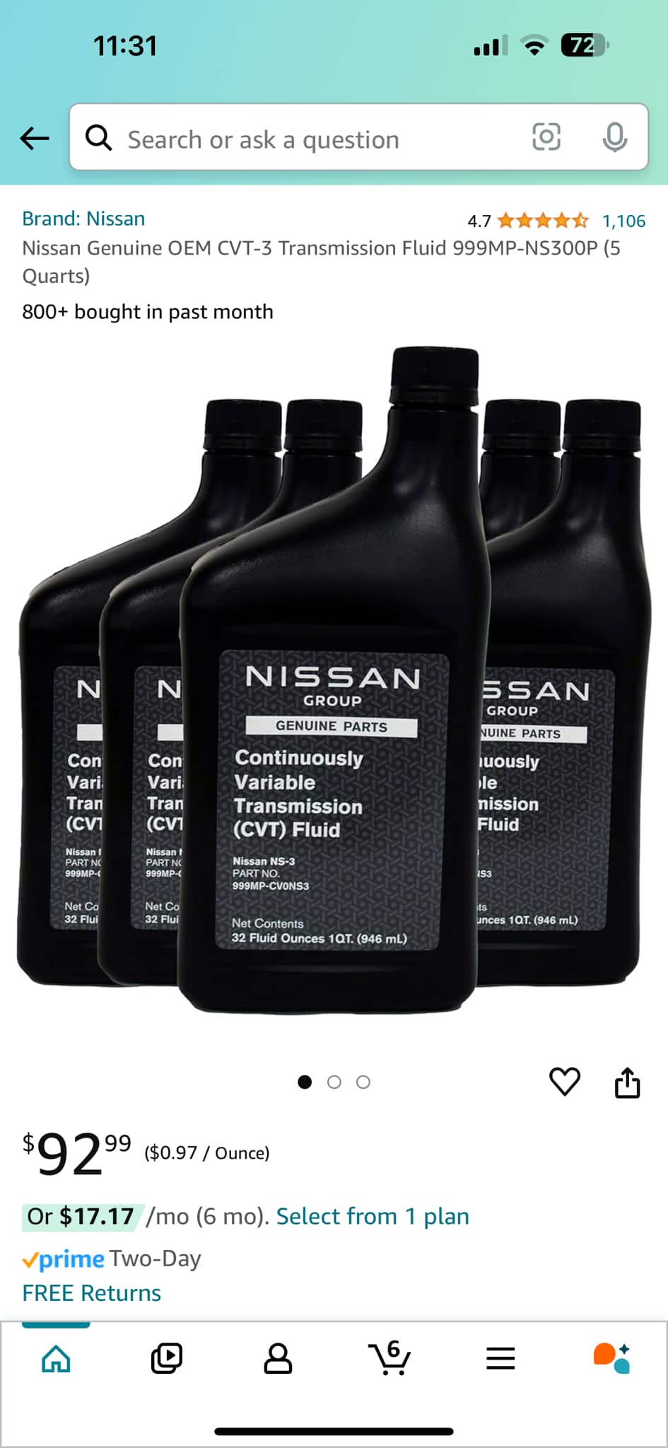 NISSAN NS-3 CVT FLUID 1L 💯 ORIGINAL | Malaysia