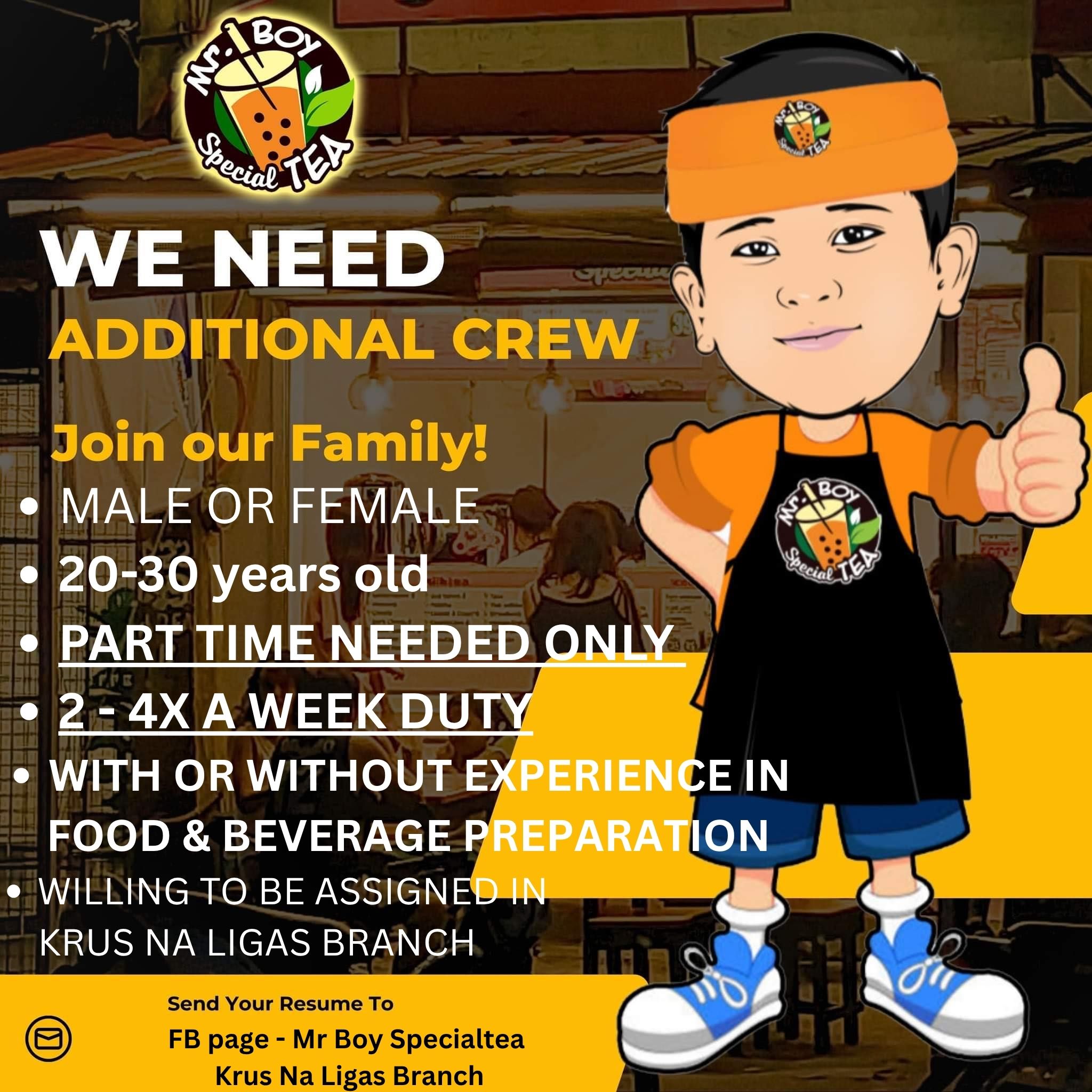 Mr. - ‼️WE ARE STILL HIIRING‼️ Mr. Boy SpecialTEA is in need for PART ...