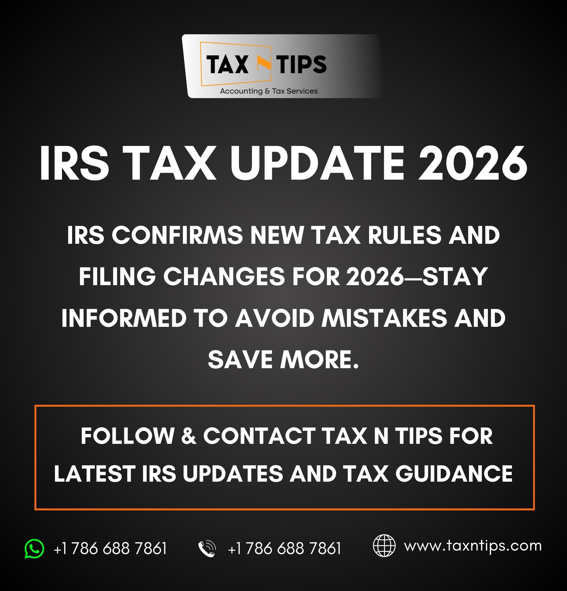 Tax - 📢 IRS TAX UPDATE 2026 The IRS has confirmed new tax rules and ...