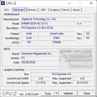 CPU-Z shows detailed information about your CPU, GPU, motherboard