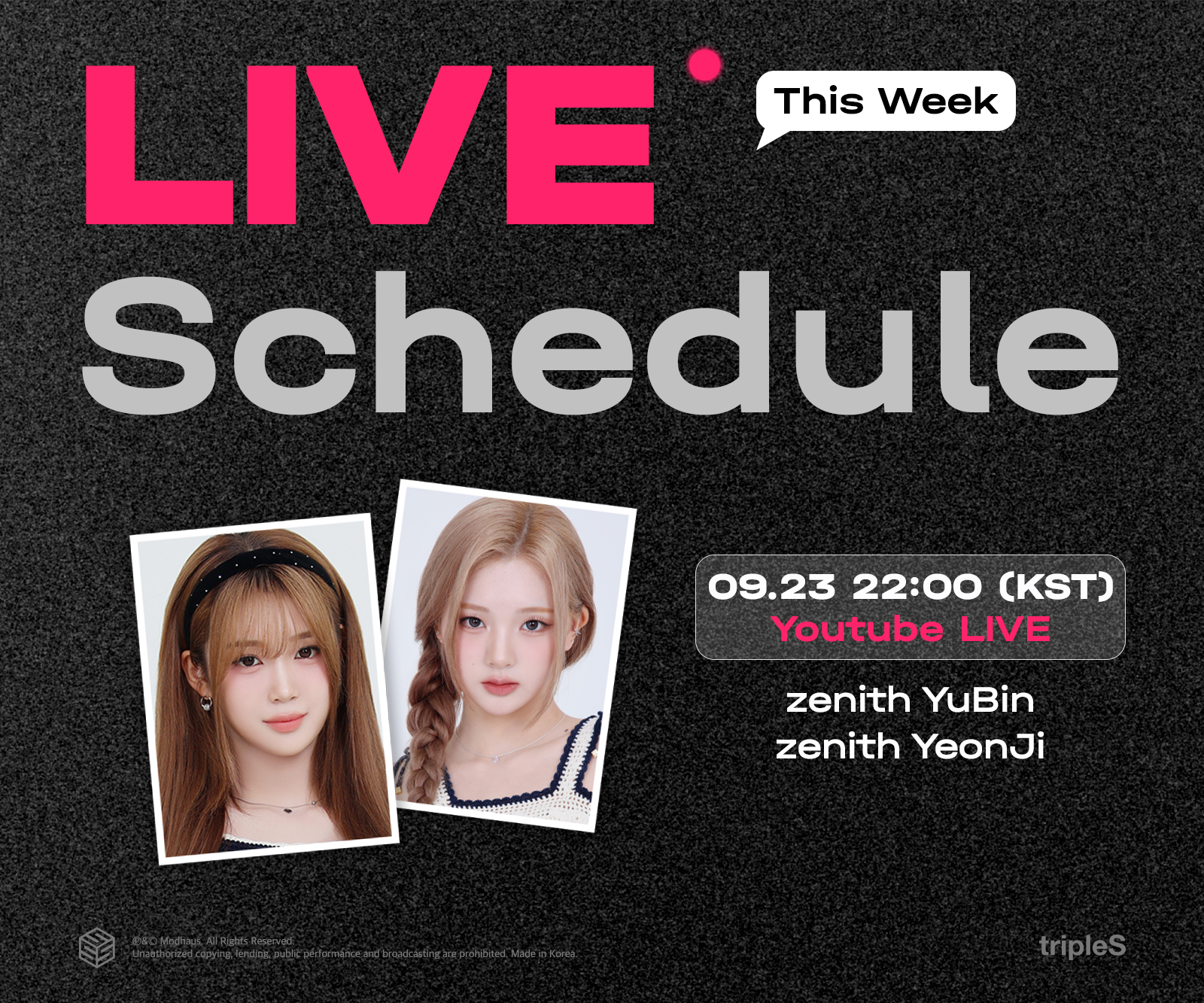 tripleS - tripleS This Week’s Live Schedule YouTube Live 🗓️ 09.23 22:00 ...