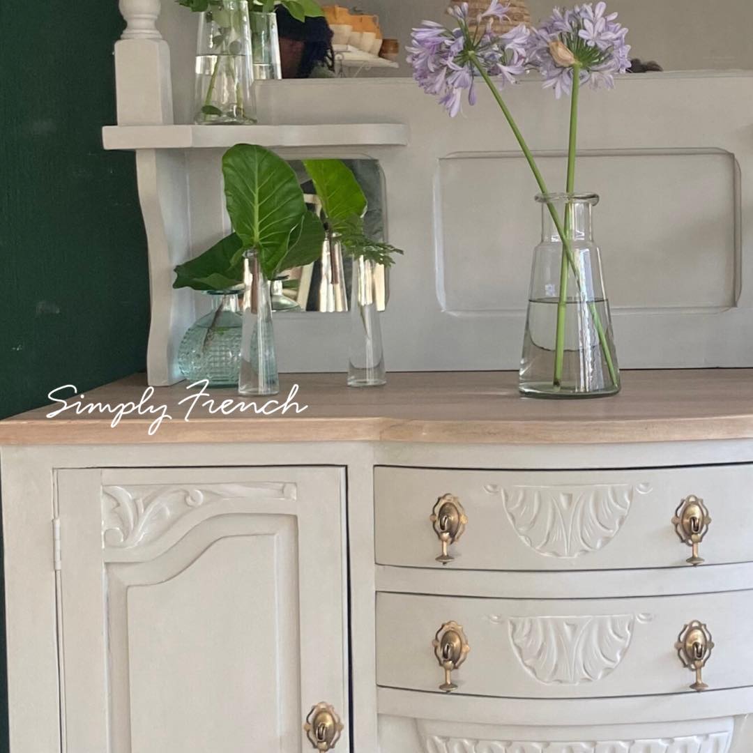 annie sloan paris grey dresser may be a boring colour but using Grey Chalk Paint with White Wax and teemed with natural wood it becomes a classic . My customer is happy and Brooke Shirred Long Sleeve Dress