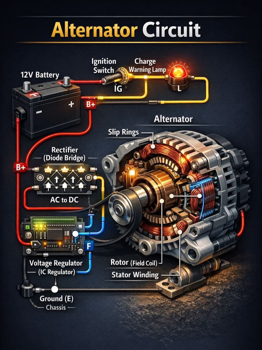 Govt - How the Alternator Works 🚗💨🛠️🔧👇 The alternator circuit is the ...