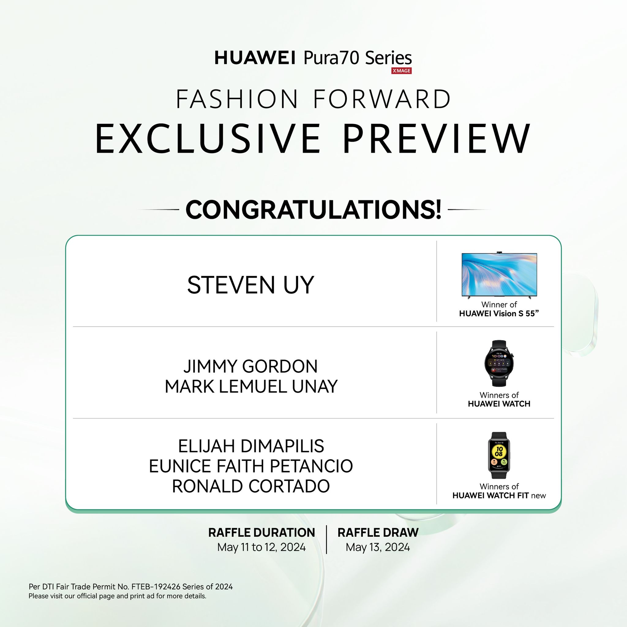 Huawei Mobile - We are delighted to announce the winners...