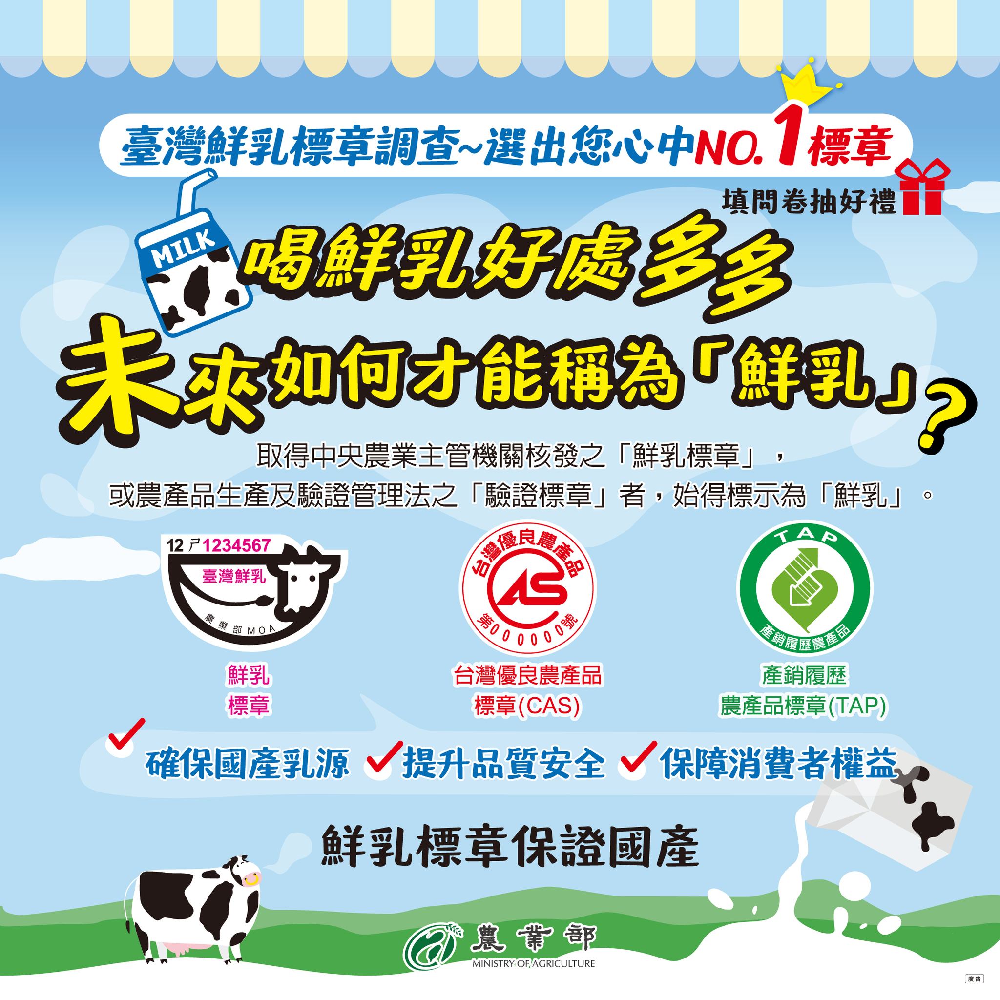 食力foodnext - 【臺灣鮮乳標章現正調查中🔍～一起選出您心中🥇標章】 購買鮮奶🥛時，您是否曾注意瓶身上貼有一個白色乳牛的標章貼紙？鮮乳 ...