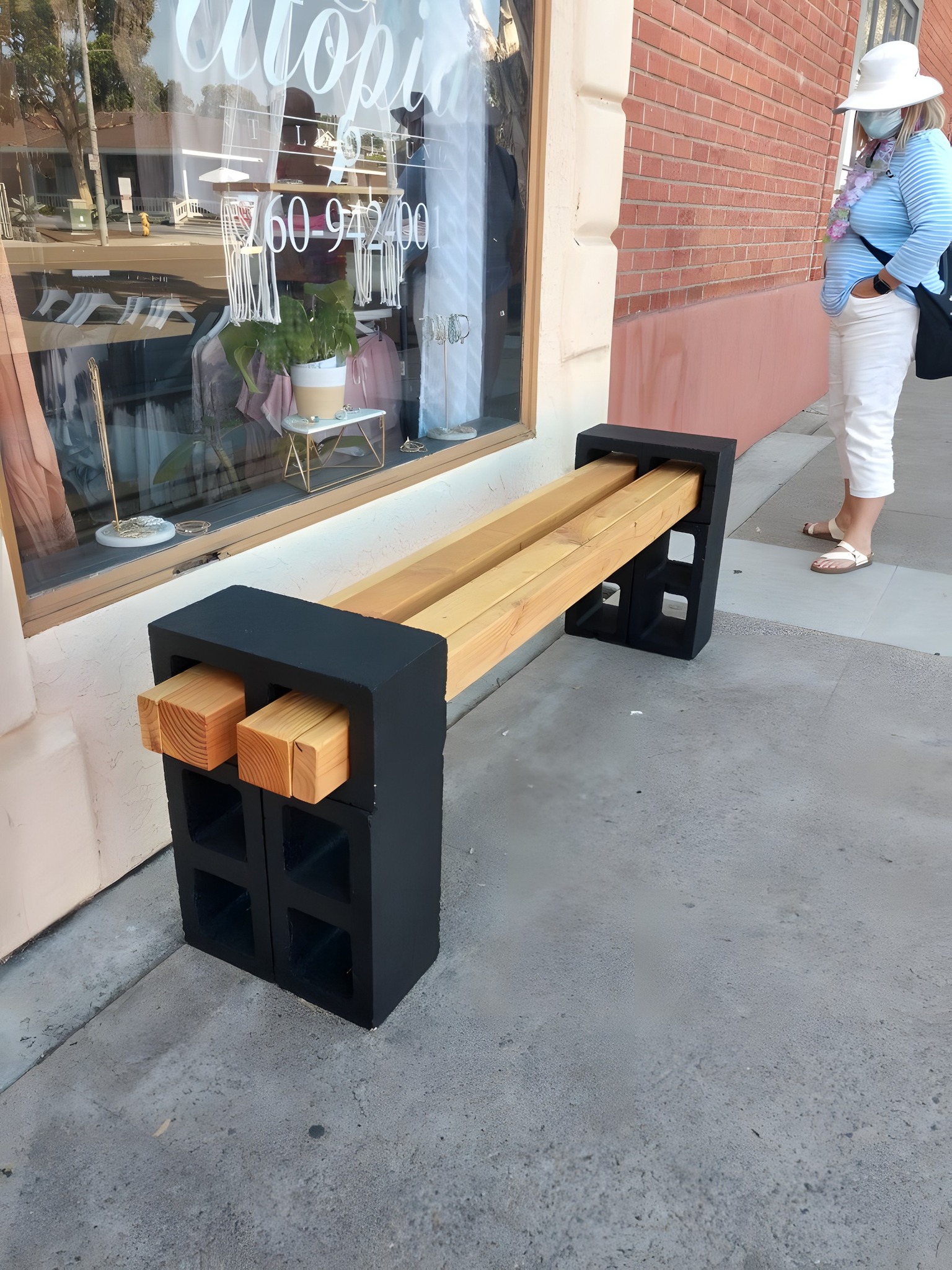 My - Elevate your outdoor space with a charming cinder block wood bench ...