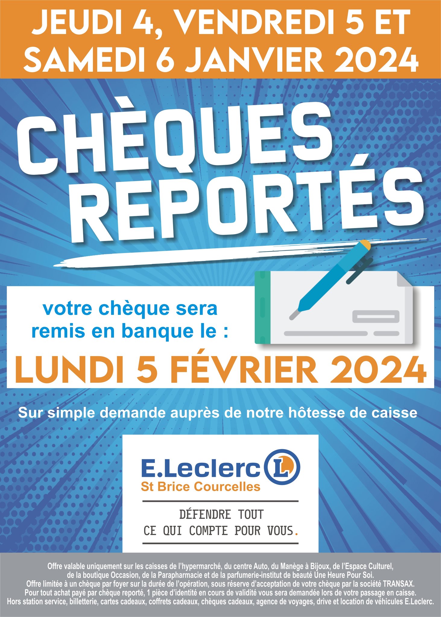 🛒 OPÉRATION CHÈQUES... - E.Leclerc Saint Brice Courcelles | Facebook