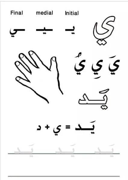 يلا نذاكر - ورقة عمل حرف ي الياء ممتازة للاطفال ️👇 رابط...
