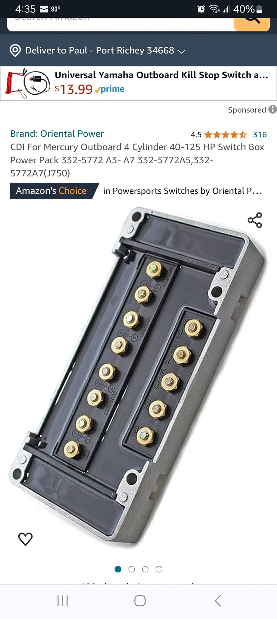 Switch Box for Mercury Force 3 6 Cyl 50-275 HP 76-99 114-7778 332-7778A12  [CDI114-7778] - $274.95 : ebasicpower.com, Marine Engine Parts | Fishing  Tackle | Basic Power Industries ユニバーサルCDIボックス CDIスイッチボックス 用のマーキュリー 50-275 用のhpシリンダーマリン船外機用 332-777