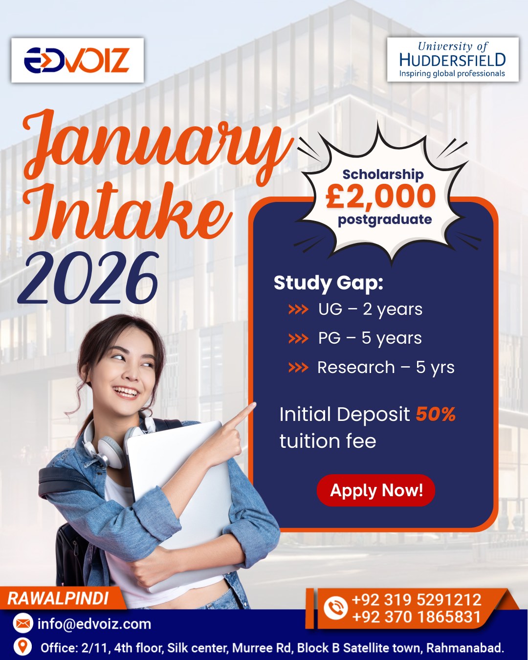 Edvoiz - 🎓 University of Huddersfield – January Intake 2026 is now open ...