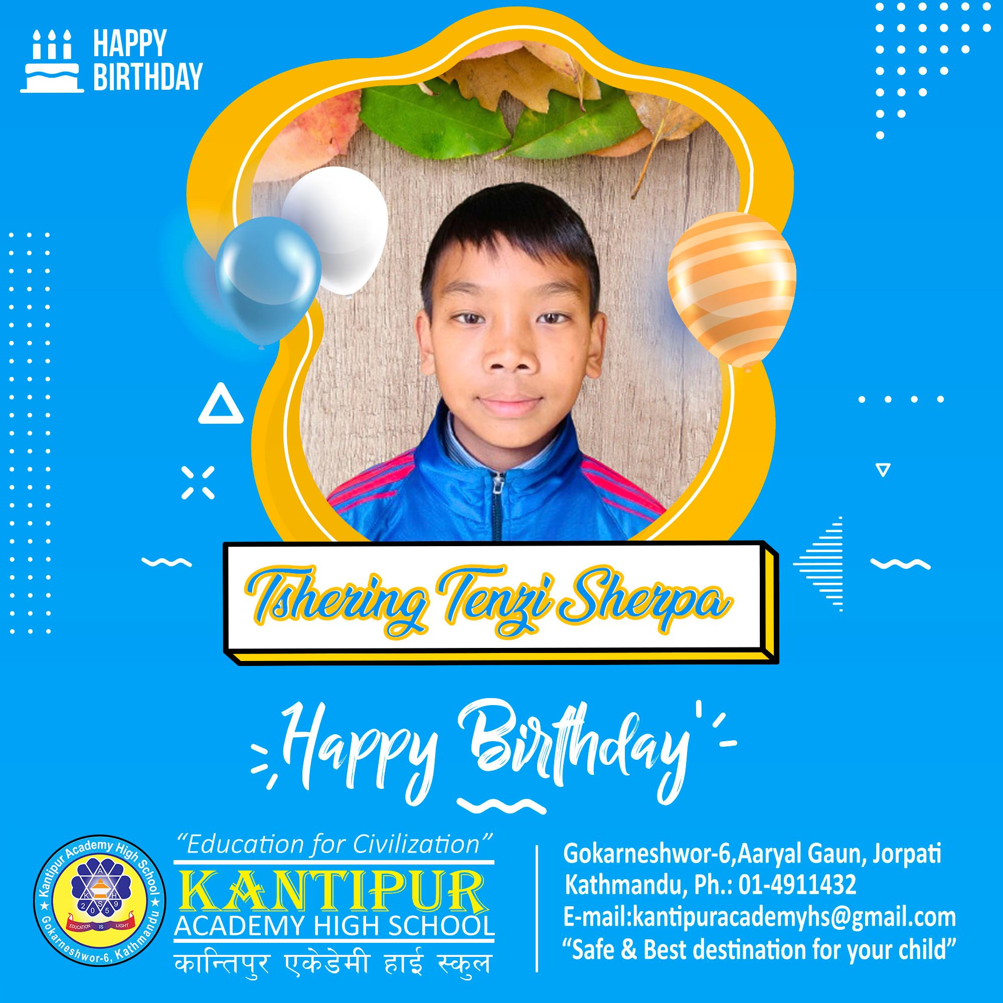 Kantipur - Happy Birthday to Mr. Tshering Tenzi Sherpa from Grade 6 ...