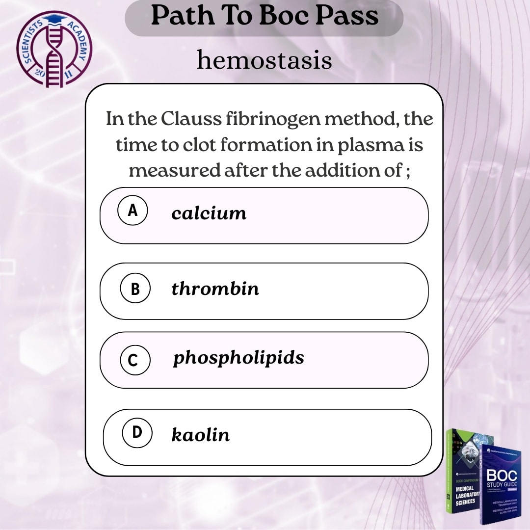 Question from BOC in hemostasis... - Scientists Academy | Facebook