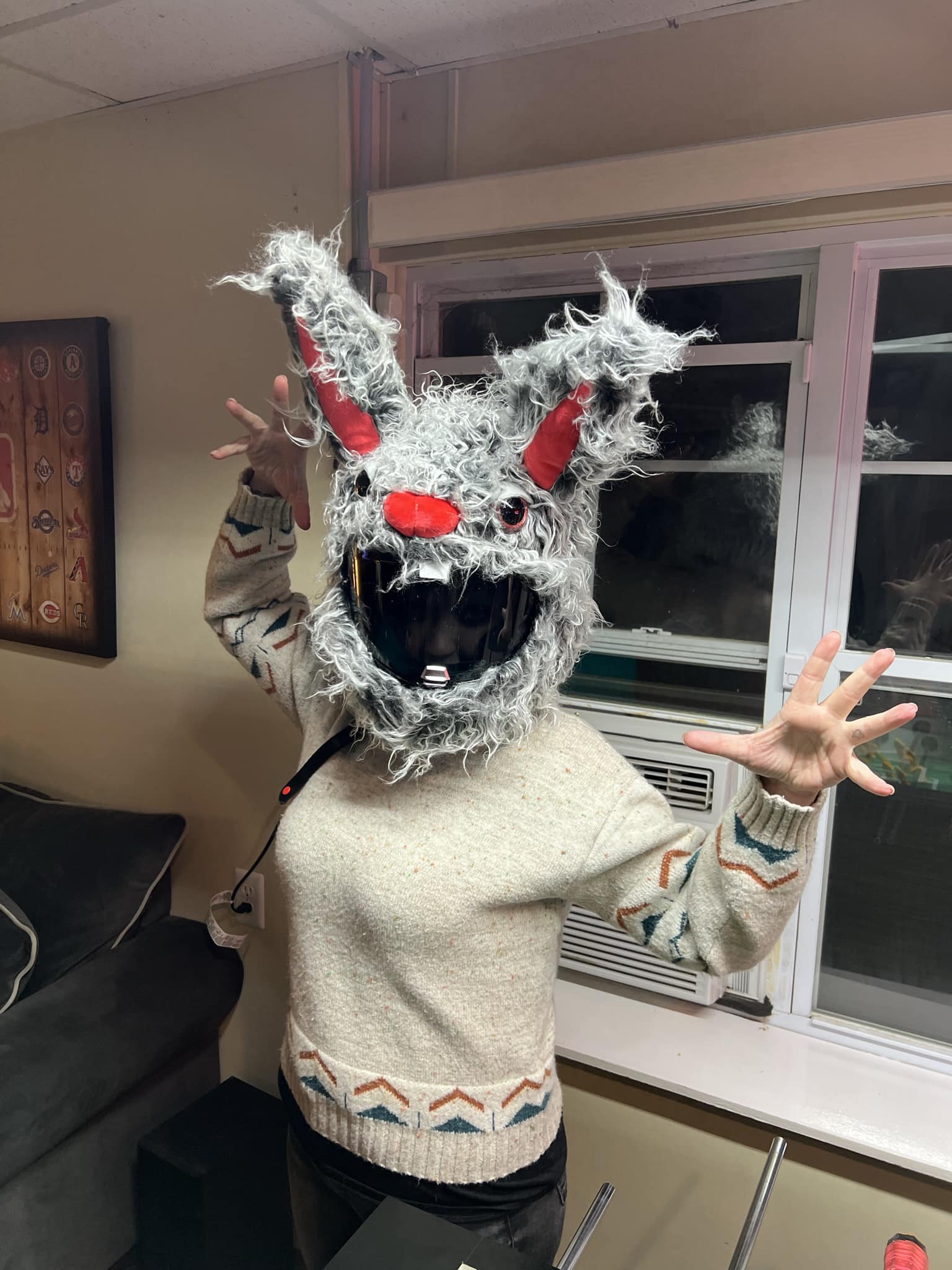 bunny motorcycle helmet Cover dependent on the type of motorcycle helmet and how it has been fitted White Rabbit Cartoon Motorcycle Helmet