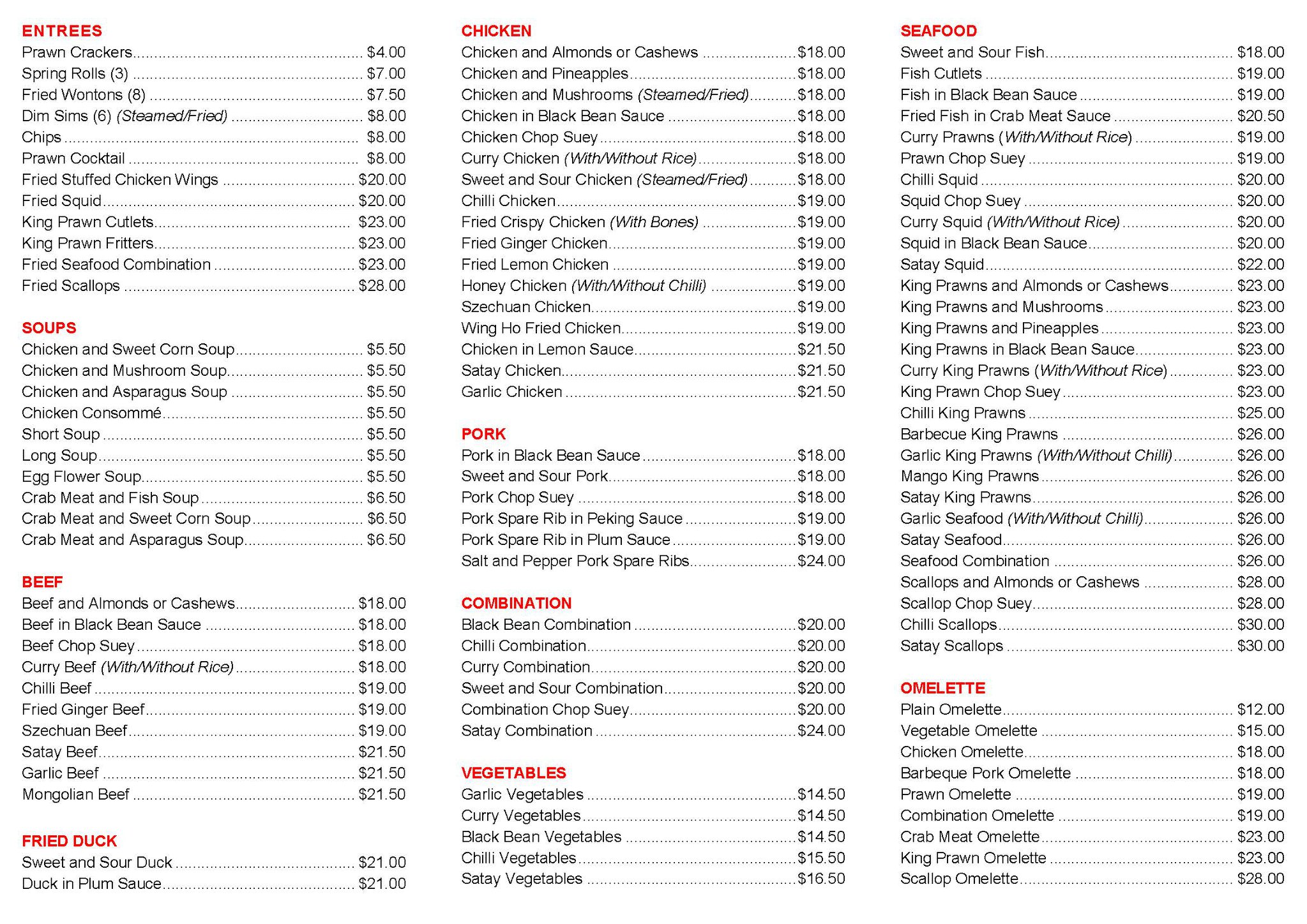 NEW MENU!! - Wing Ho Chinese Restaurant Rockingham | Facebook