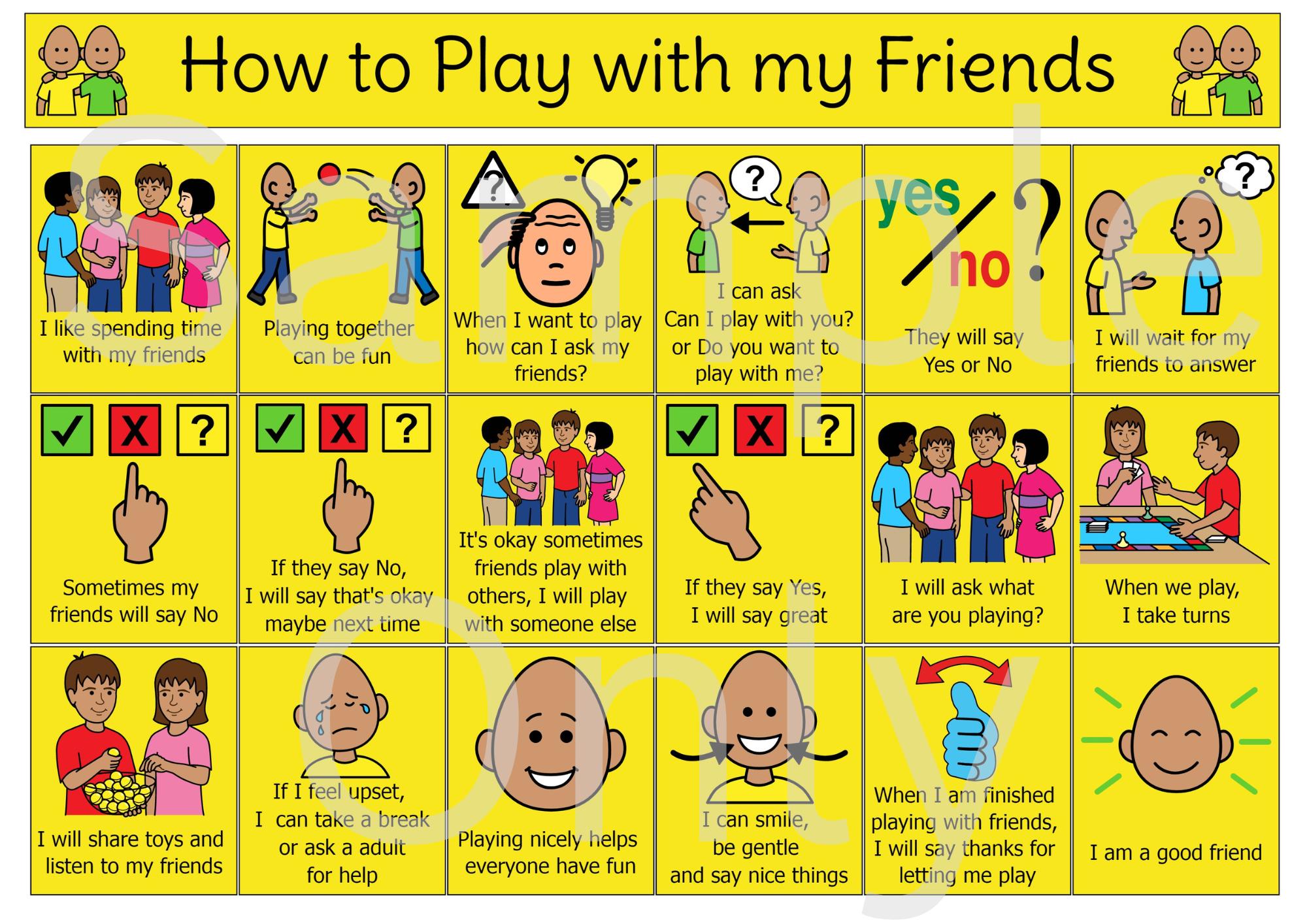 QLD Primary Teachers | Learning to play with my friends, a visual aid ...