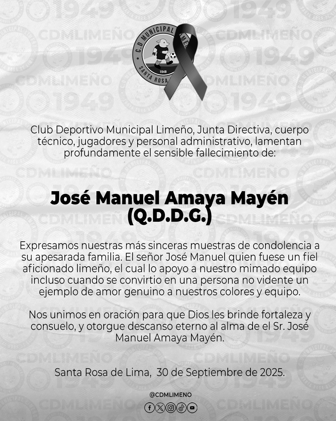 Club - Como Club Deportivo Municipal Limeño nos unimos al dolor que ...