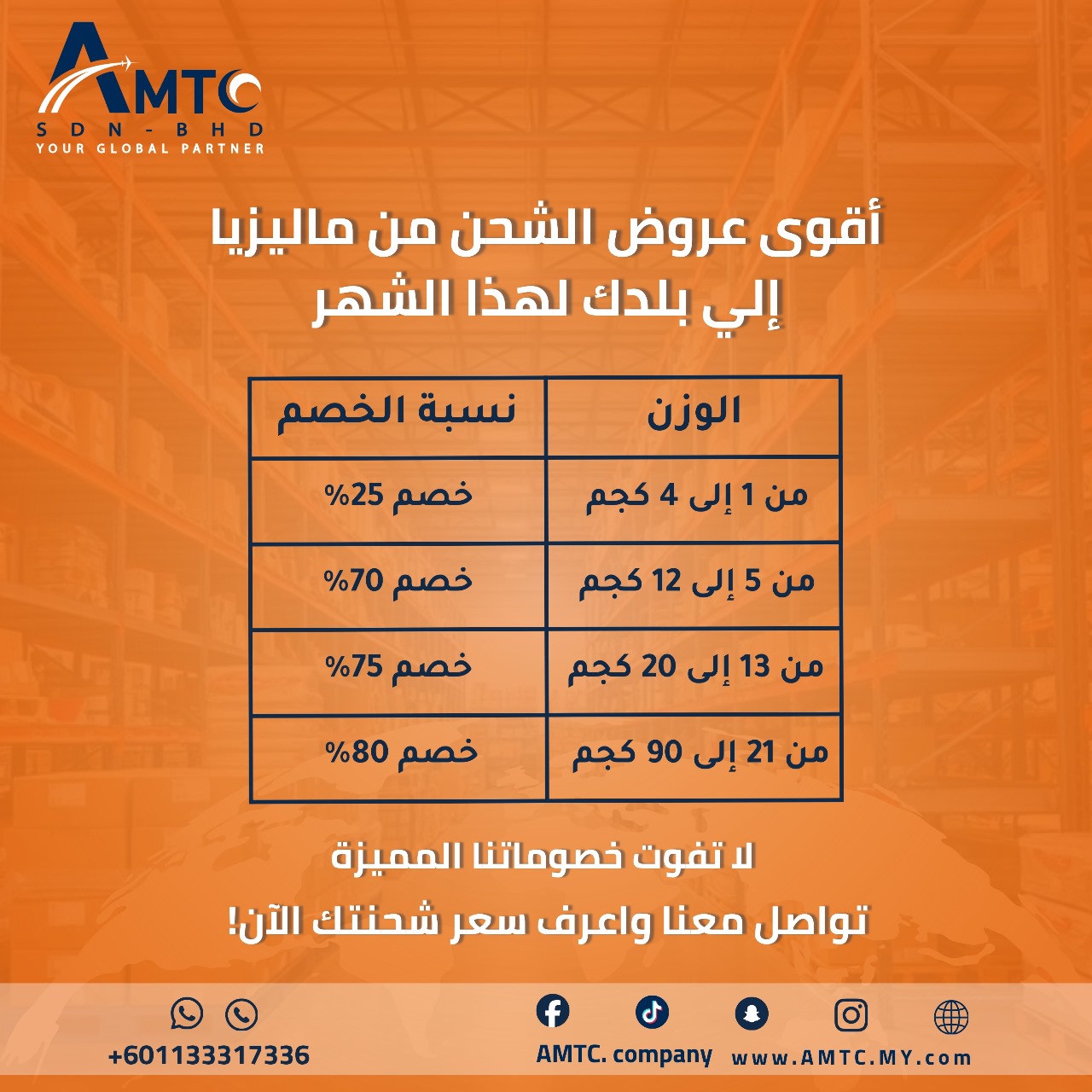 هل تبحث عن شحن موثوق، سريع،... - AMTC Company Sdn. Bhd | Facebook