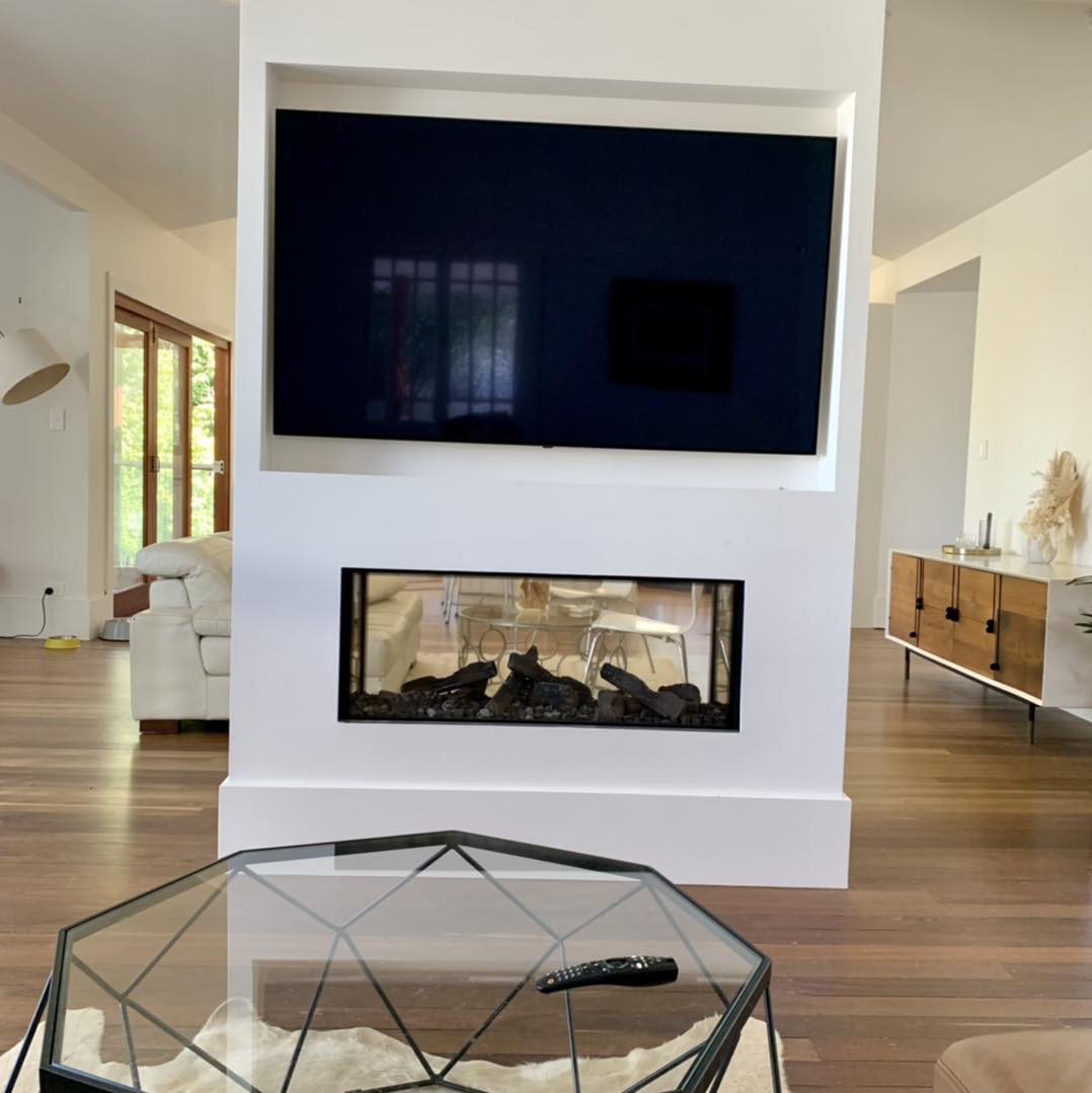 A double sided Escea DS1150 gas... - Aussie BBQs & Fireplaces