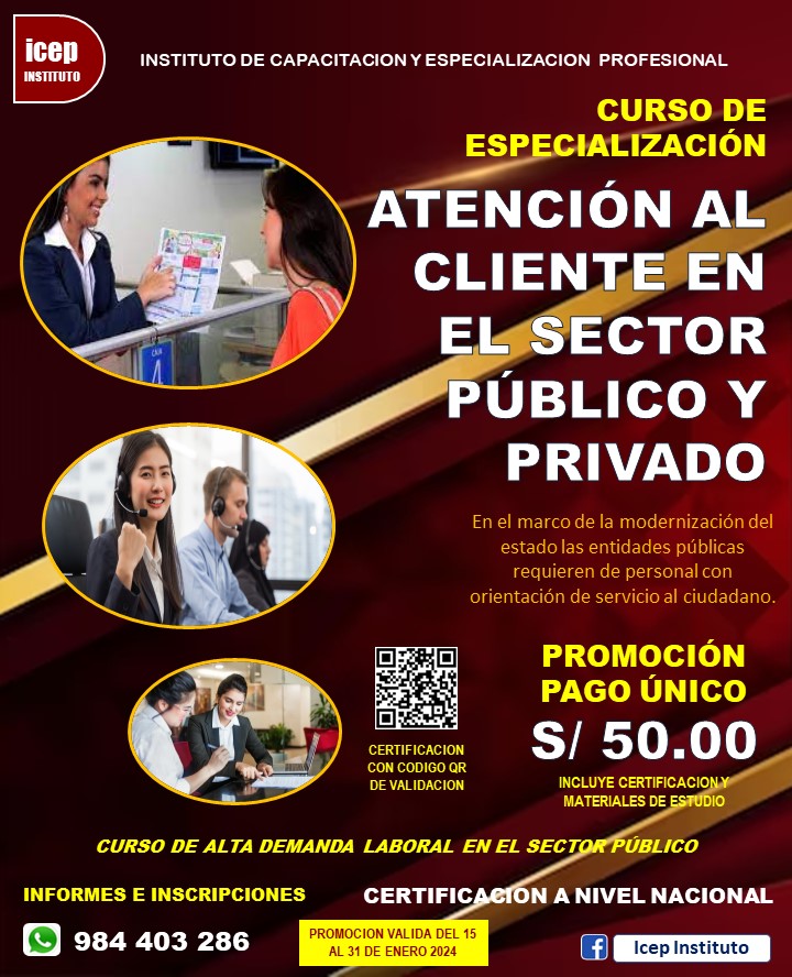 ICEP - 💻 CURSO DE ESPECIALIZACION VIRTUAL ATENCION AL CLIENTE EN EL ...