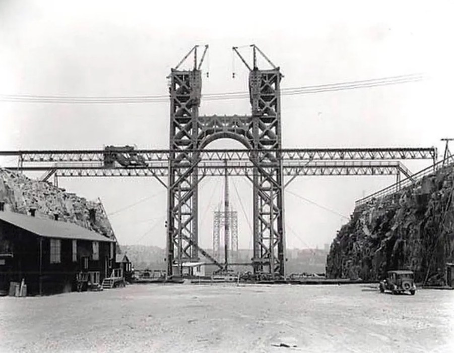 Vintage - 1928 - The George Washington Bridge under construction. The ...