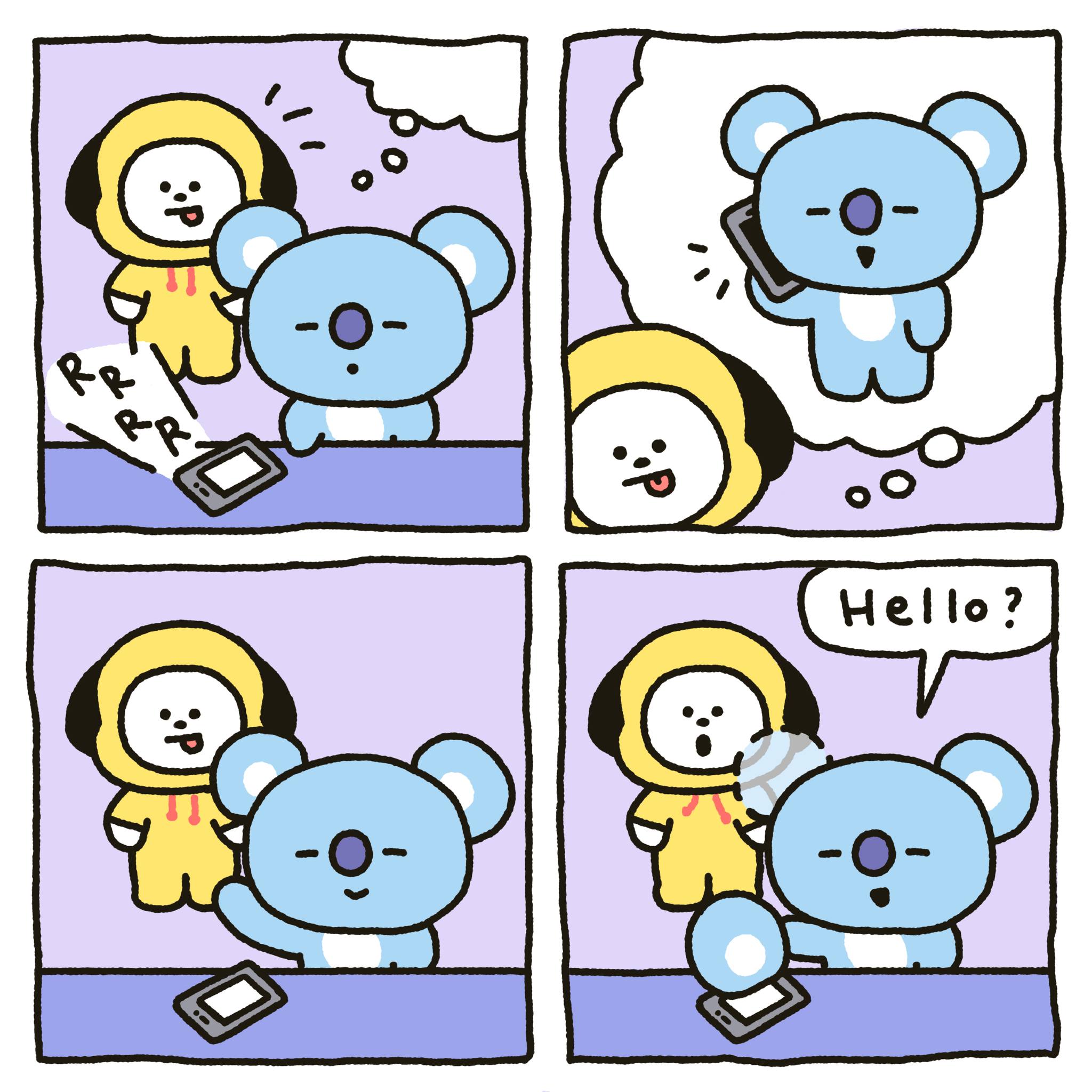 LINE FRIENDS - 鈴鈴鈴📞 KOYA 特別的電話接聽方式 #BT21 #cartoon... | Facebook