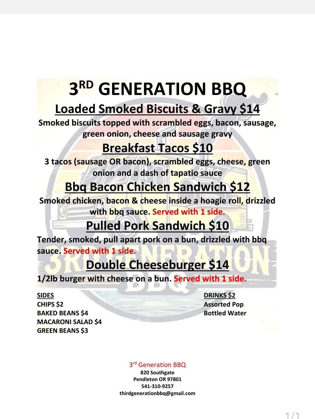 Friday, 8/29 menu at 820 Southgate,... - 3rd Generation BBQ | Facebook