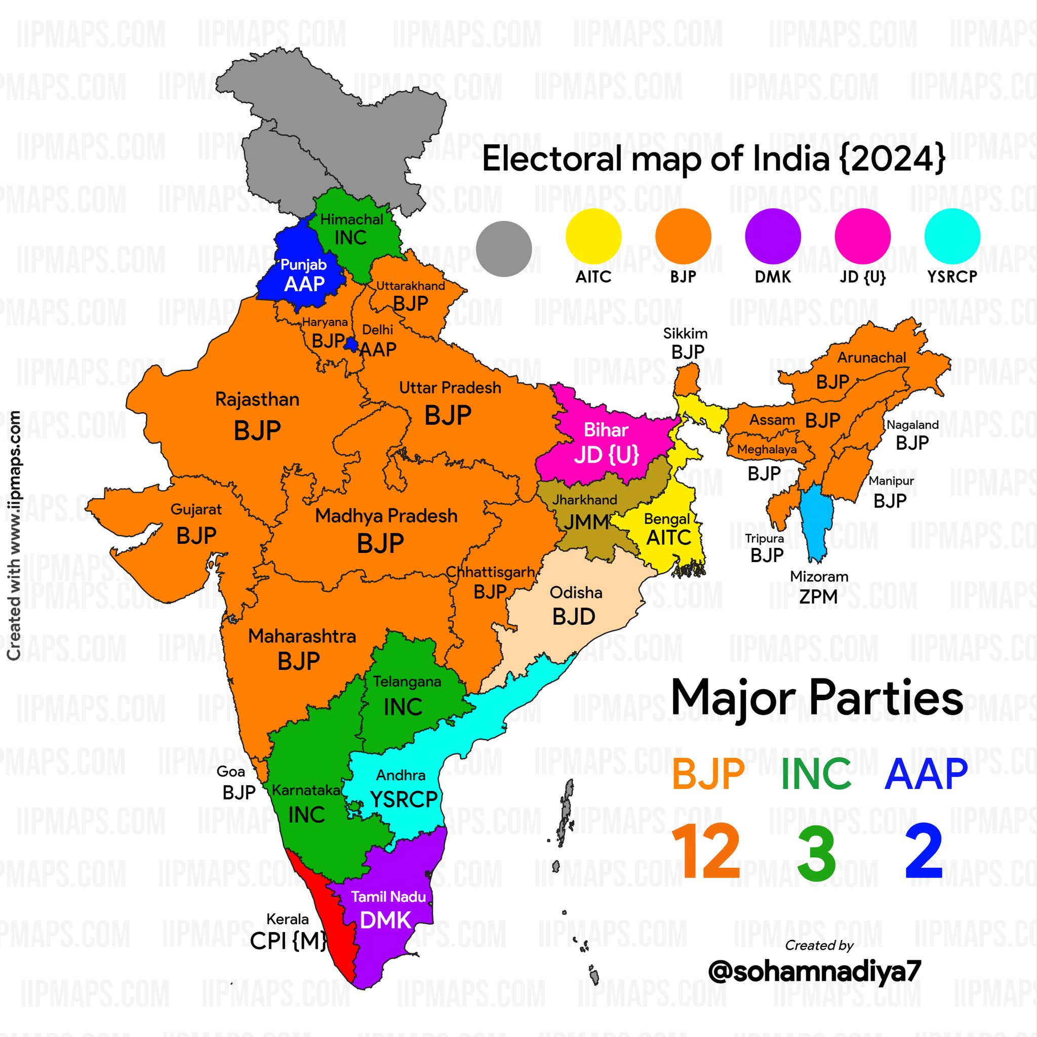 India - Electoral map of India {2024} Created by Soham Nadiya using ...