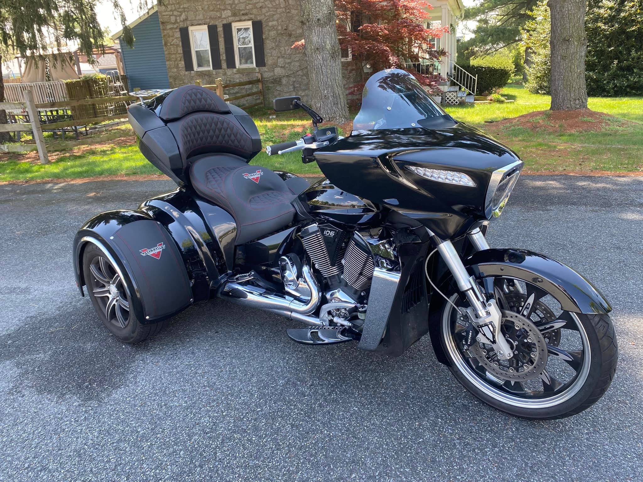 Custom rebuilt Victory motorcycle with Octane Red paint and