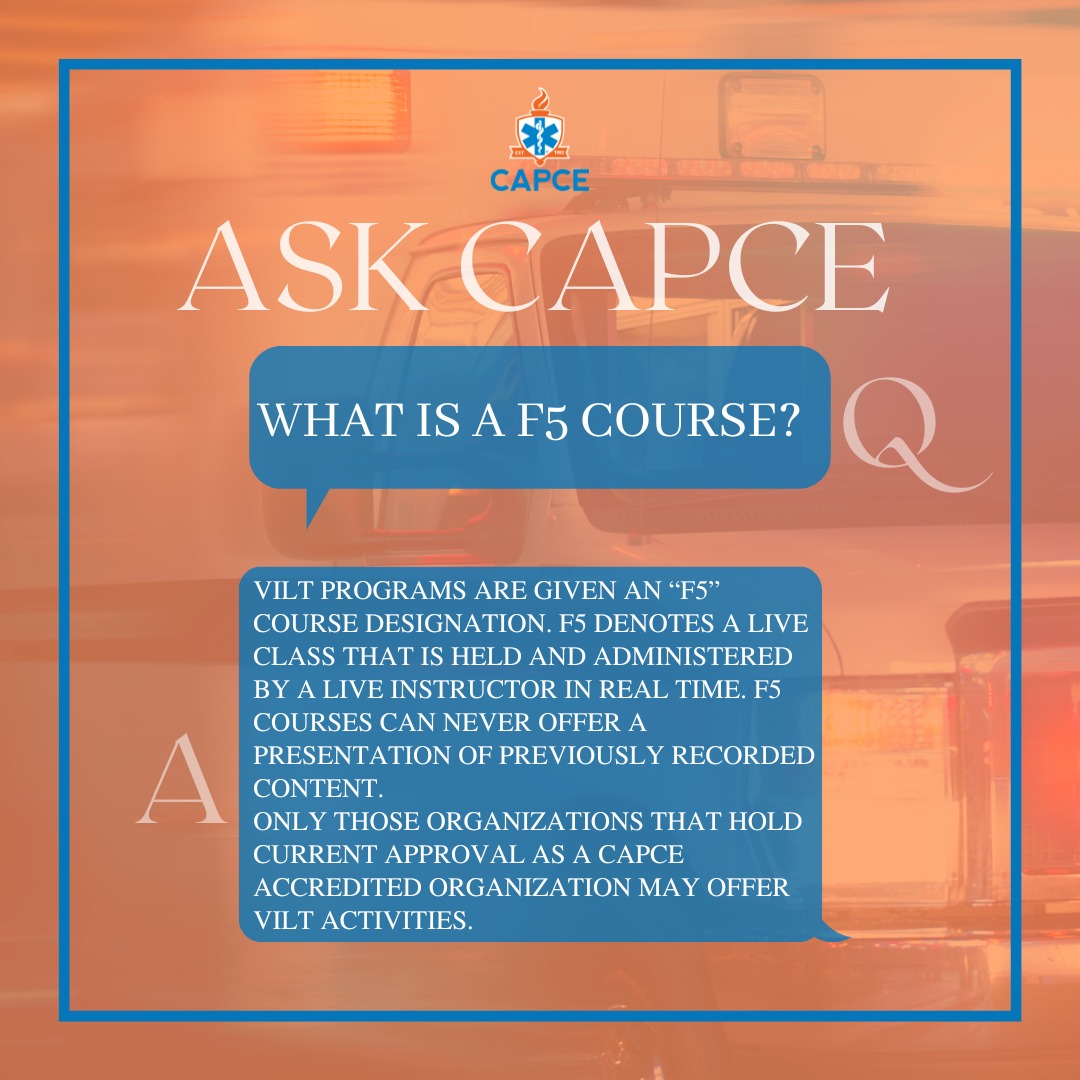 CAPCE - Ask CAPCE Question: What is a F5 course? Answer: Virtual ...