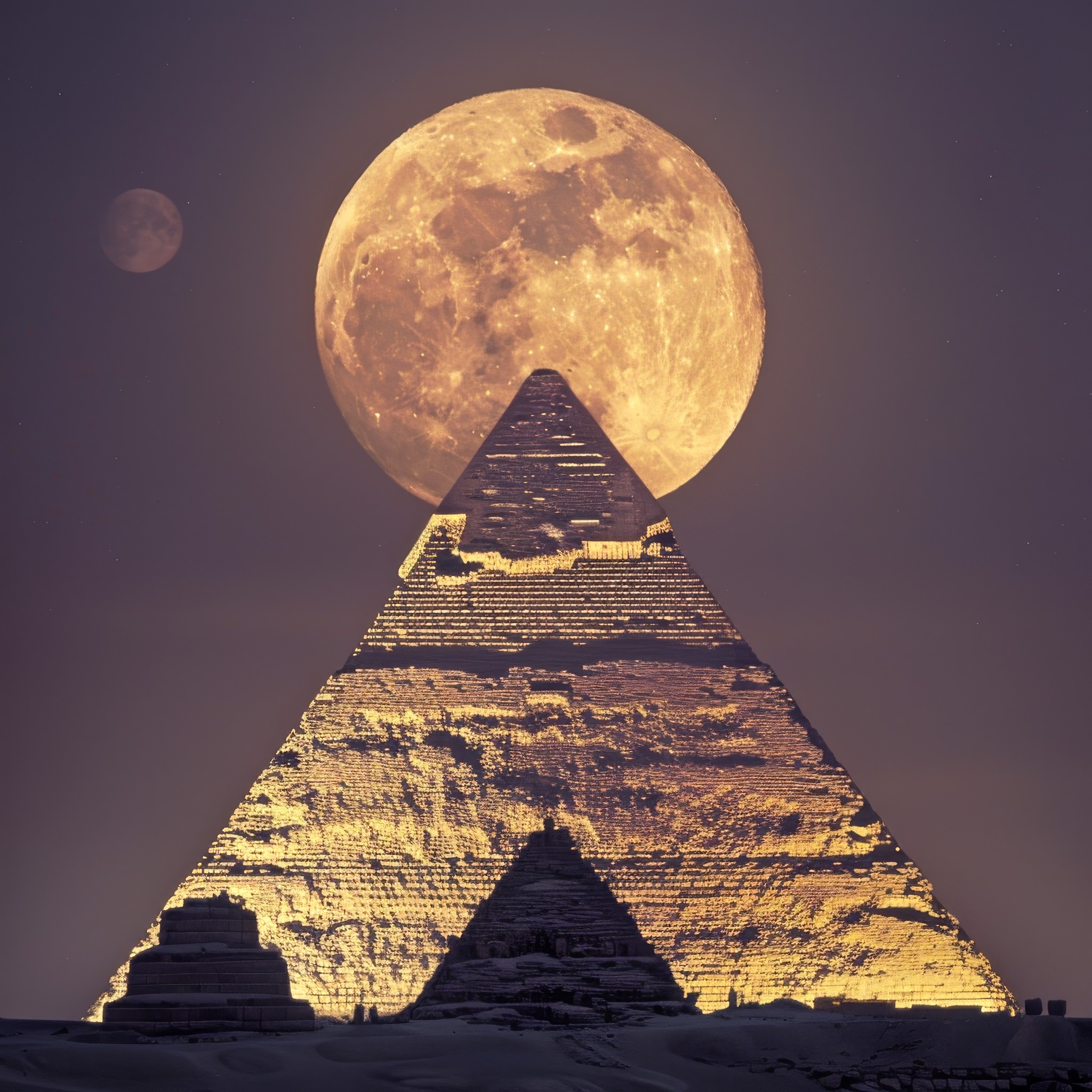 Ethereal - Full Moon rising over the Great Pyramids of Giza. 🌕 ⏳ Last ...