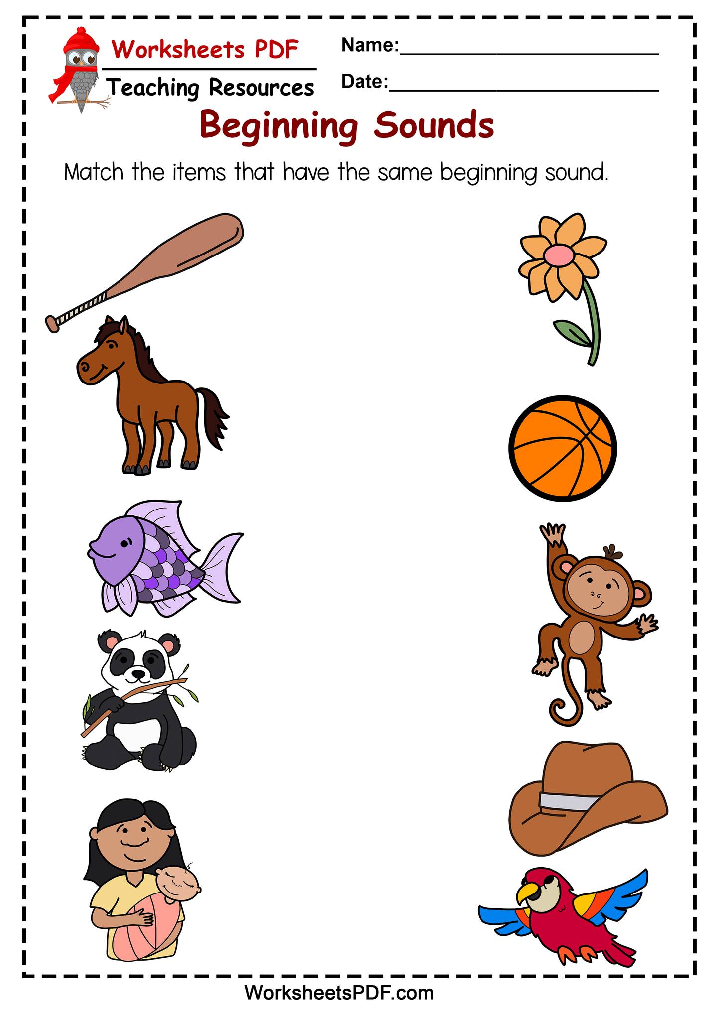 Worksheets PDF - Free Beginning Sounds Worksheets PDF...