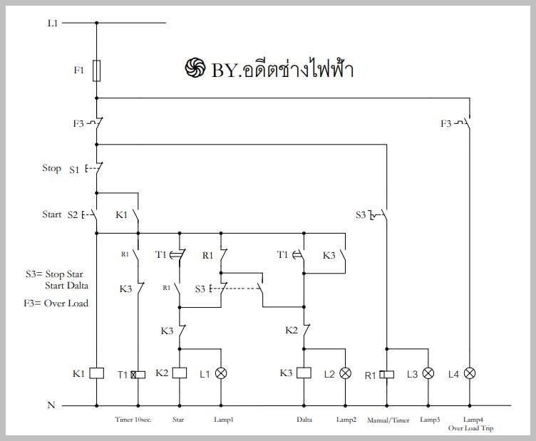 อดีต - วงจร Control Motor 3เฟส. การเขียนวงจร ควบคุม มอเตอร์ไฟฟ้า Star ...