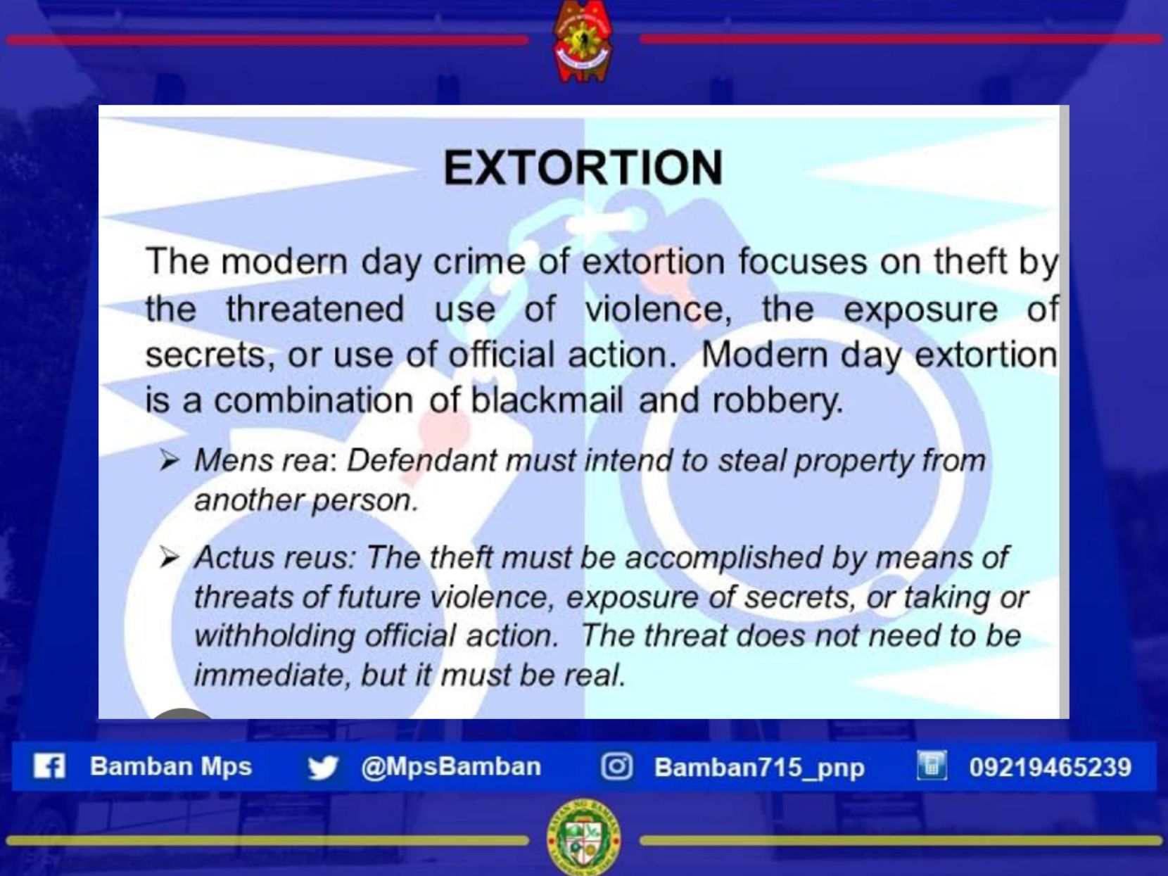 Bamban - EXTERTION #SaBagongPilipinasAngGustongPulisLigtasKa # ...