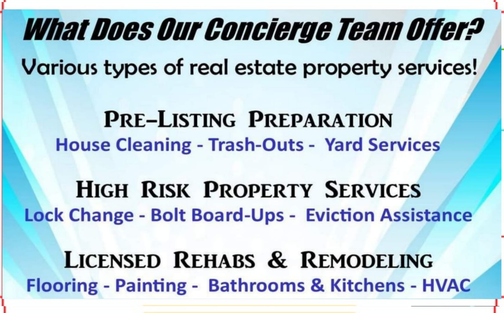 Curated visual reference: Visual Reference: Of The Services Listed Below Sw Concierge Property Srvc