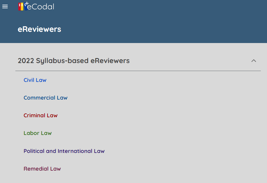eCodal+ - You may also access the links to the eReviewers...